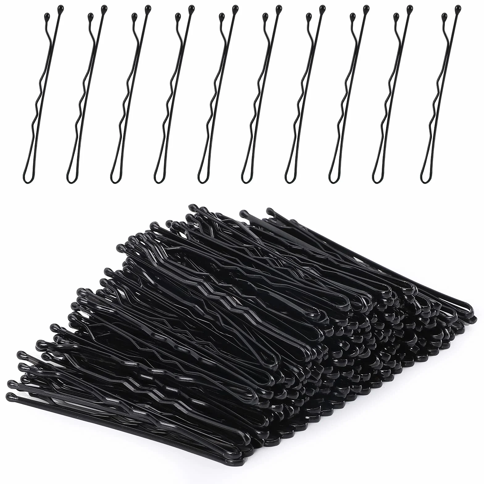 Laicky Forcine, 200 pezzi le forcine Nero Forcine per capelli con scatola per donna Lady Girls Kids Onda Molletta Fermaglio per capelli Accessori per capelli (Nero, 5.2CM)