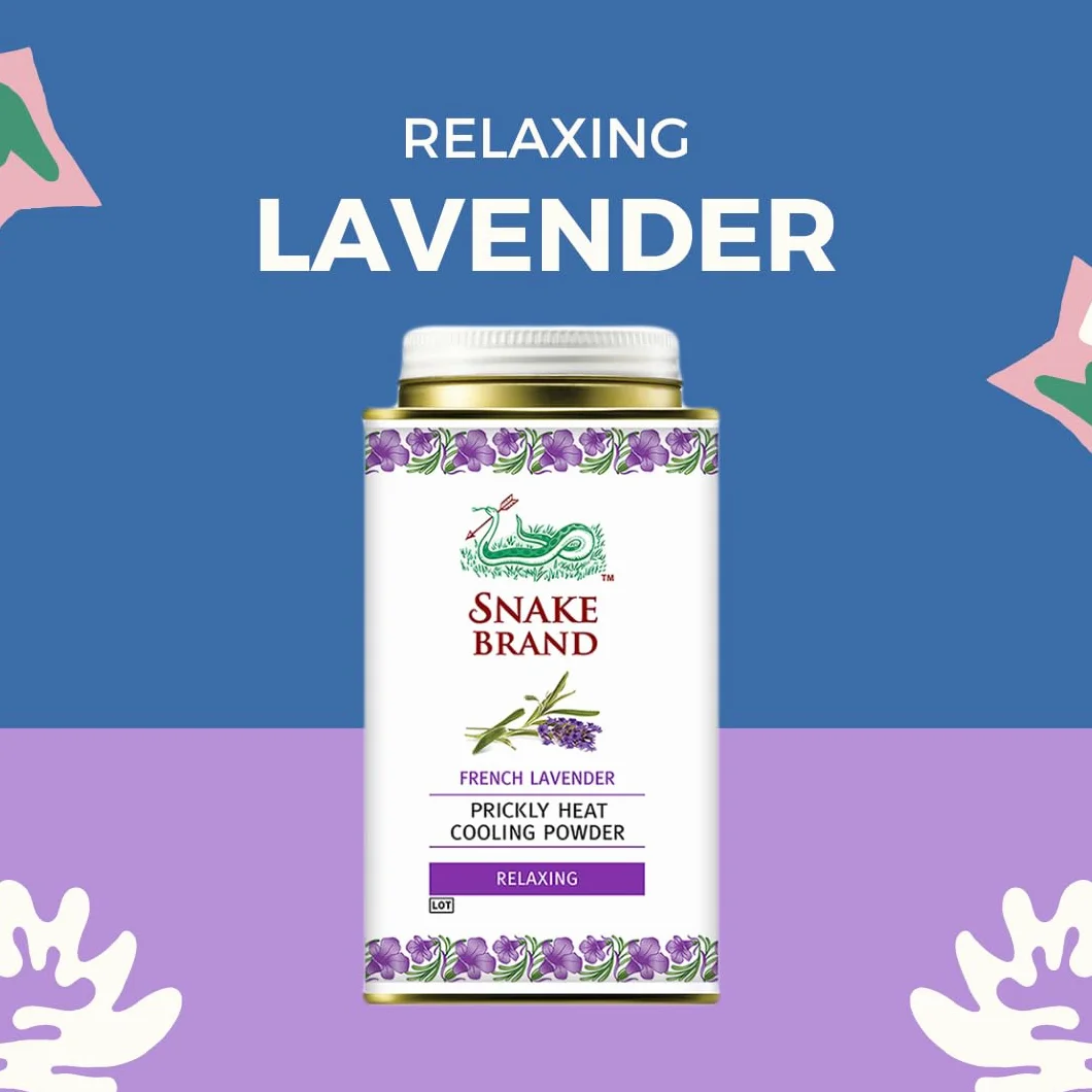 SNAKE BRAND Prickly - Polvere per il corpo rinfrescante, 140 g, confezione da 2 pezzi, lavanda classica e rilassante (1 di ciascuno)