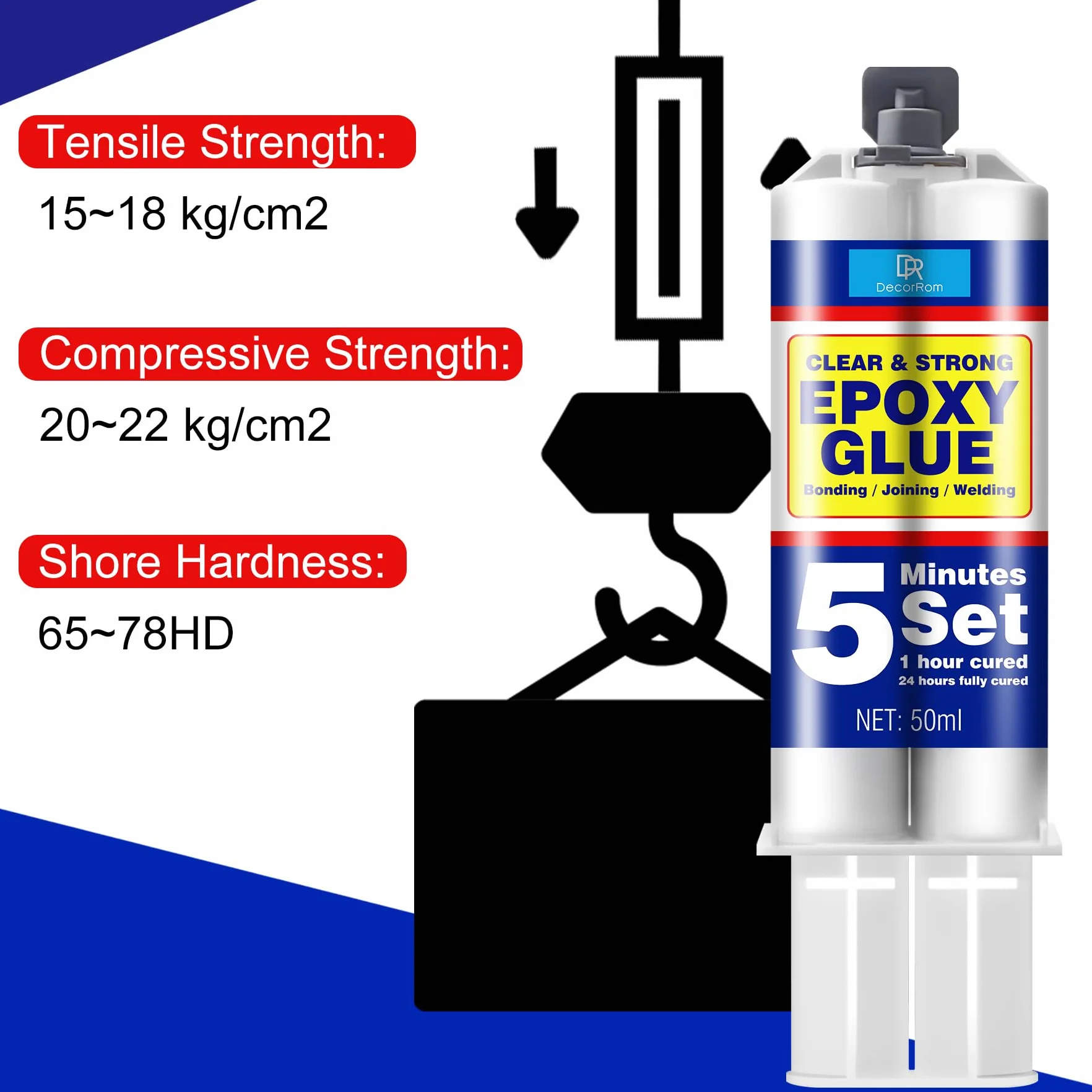 Colla Epossidica Bicomponente 100ml Adesivo Epossidico a Indurimento Rapido 5 Minuti Trasparente