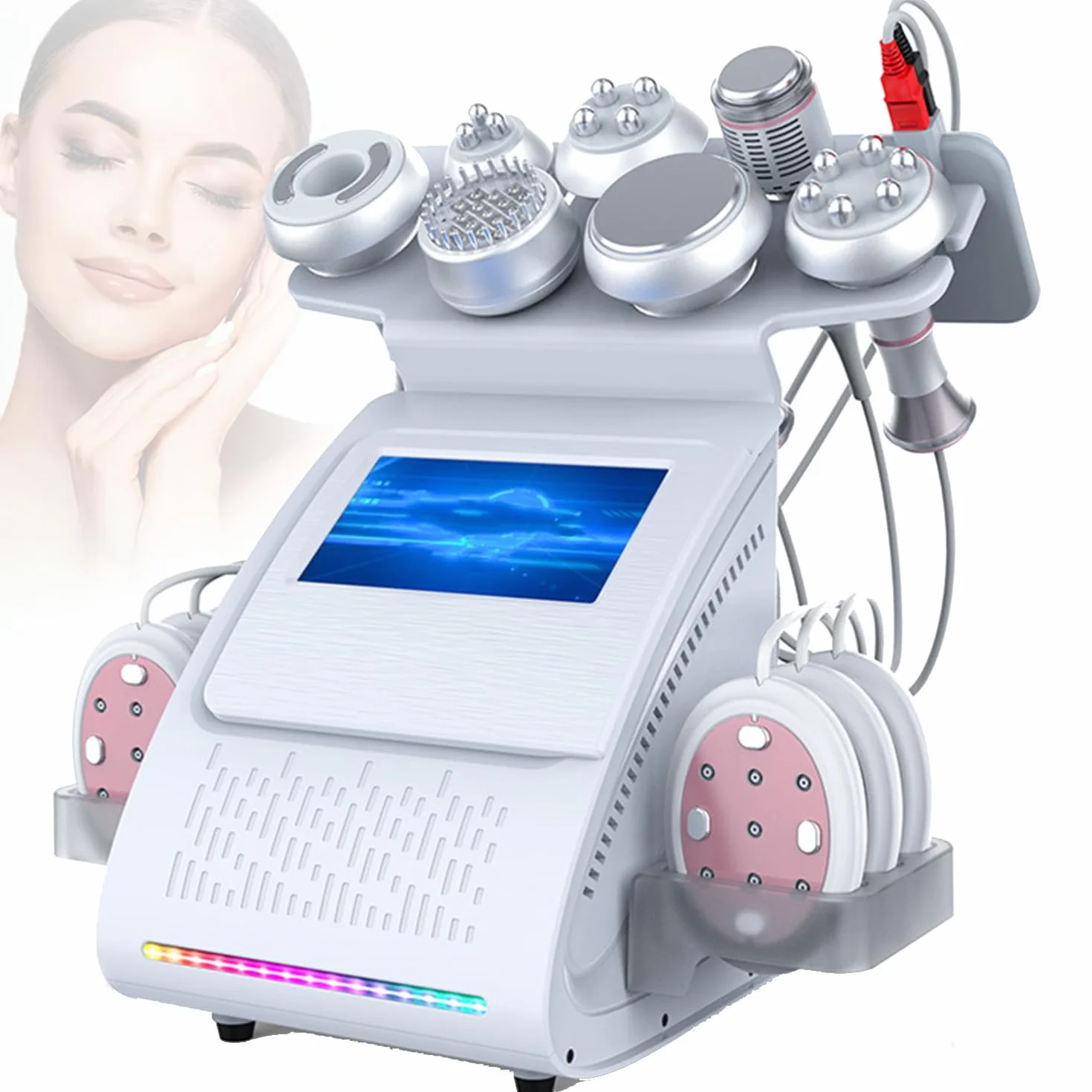 Macchina per Cavitazione 80K 9 in 1 Professionale, Radiofrequenza RF Multipolare e Vuoto, per Rimozione Grasso, Cellulite, Scolpimento Corpo, Lifting Pelle e Ringiovanimento Viso A