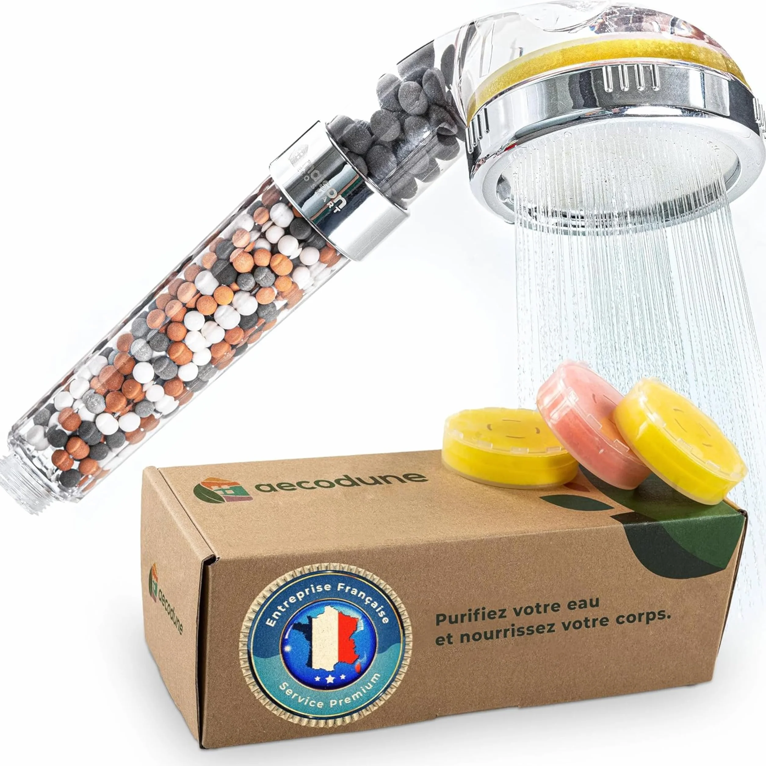 Aecodune Soffione Doccia con Filtro Premium Vitamina C - Universale Anticalcare - Riduce 99% Fluoro Cloro