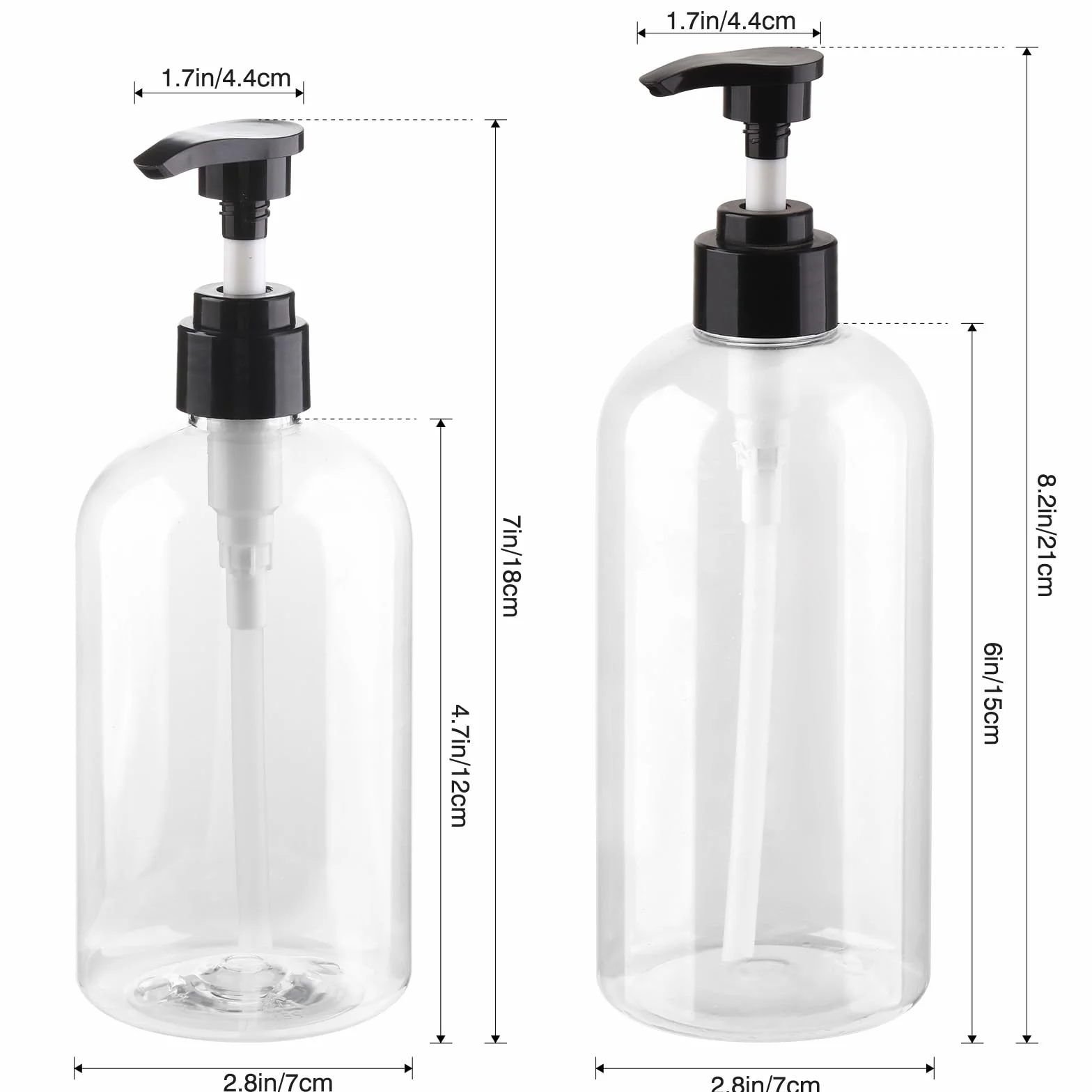 Bottiglie Vuote Pompa 2 pezzi Flacone Dosatore Dispenserà Sapone Doccia Flacone Dispenserà Flaconi Pompa in Plastica Ricaricabili per Sapone, Shampoo, Liquido Lozione