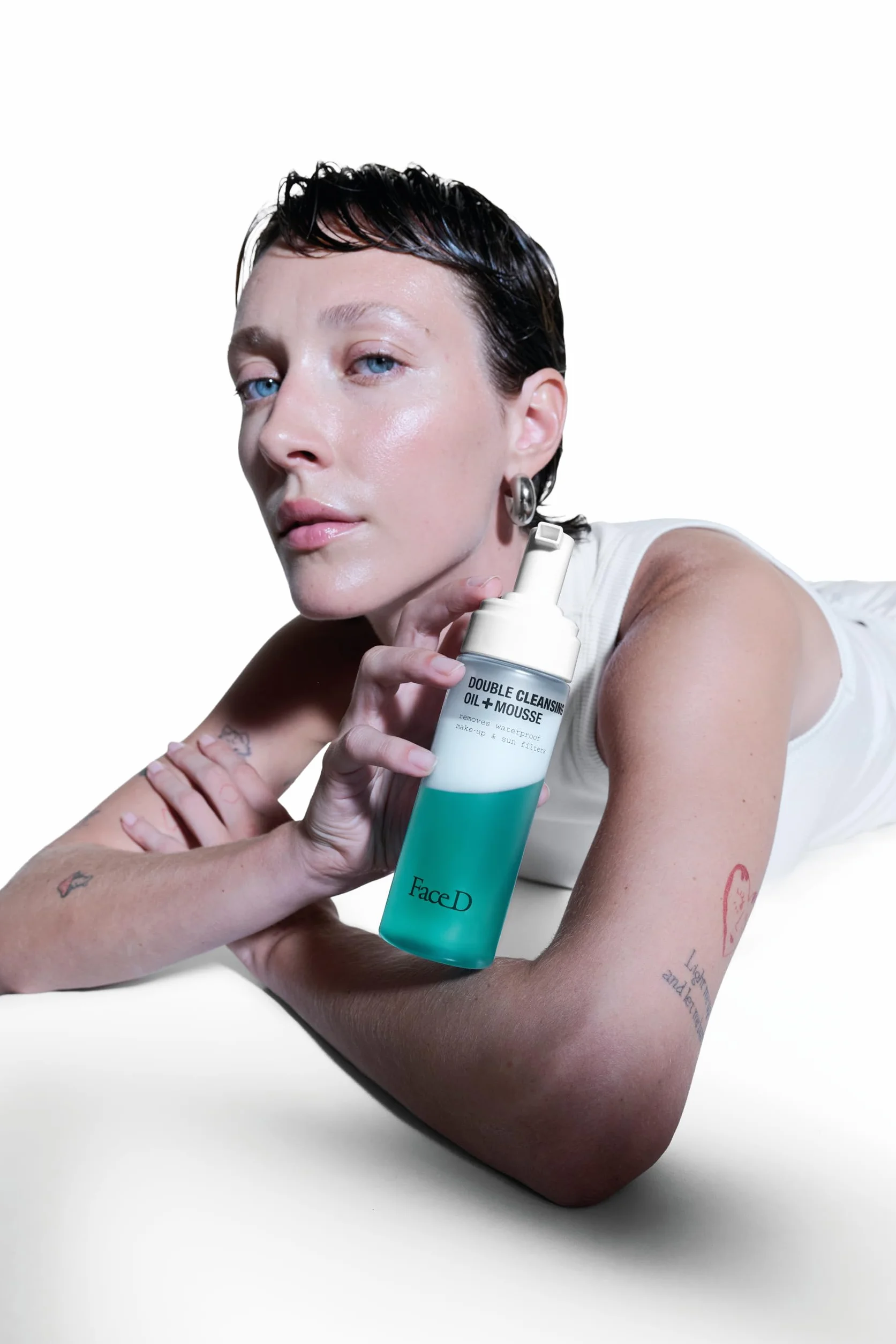 Face D - Double Cleansing, 160 ml, Detergente Viso Bifasico, Olio Struccante + Mousse, Rimuove Trucco Waterproof