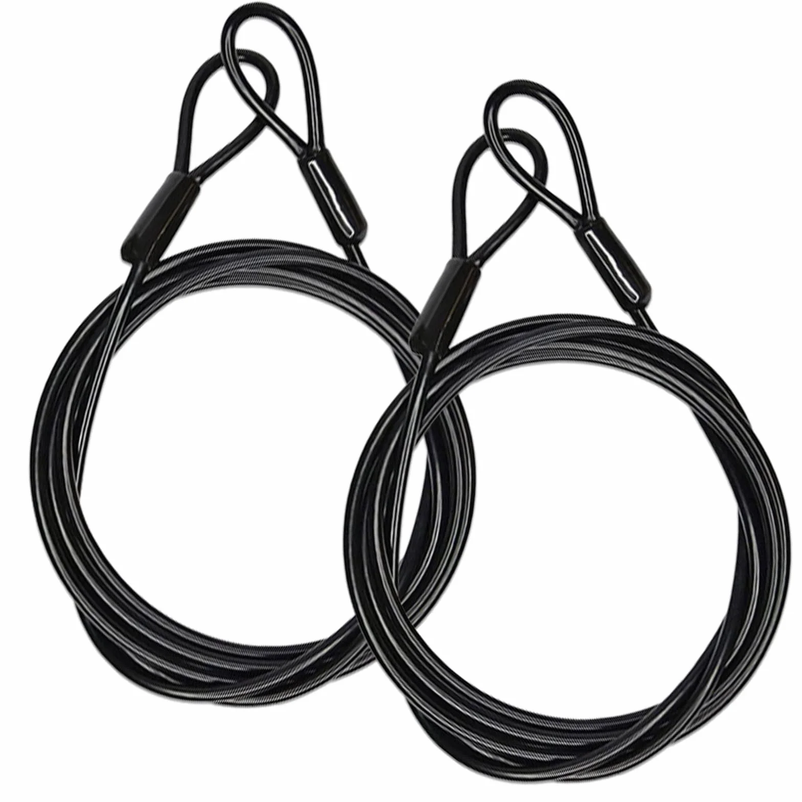 Cavo ad Anello in Acciaio con Occhielli 2 m Rivestimento in Plastica per Biciclette Serrature a Cavo (2 pezzi Neri)