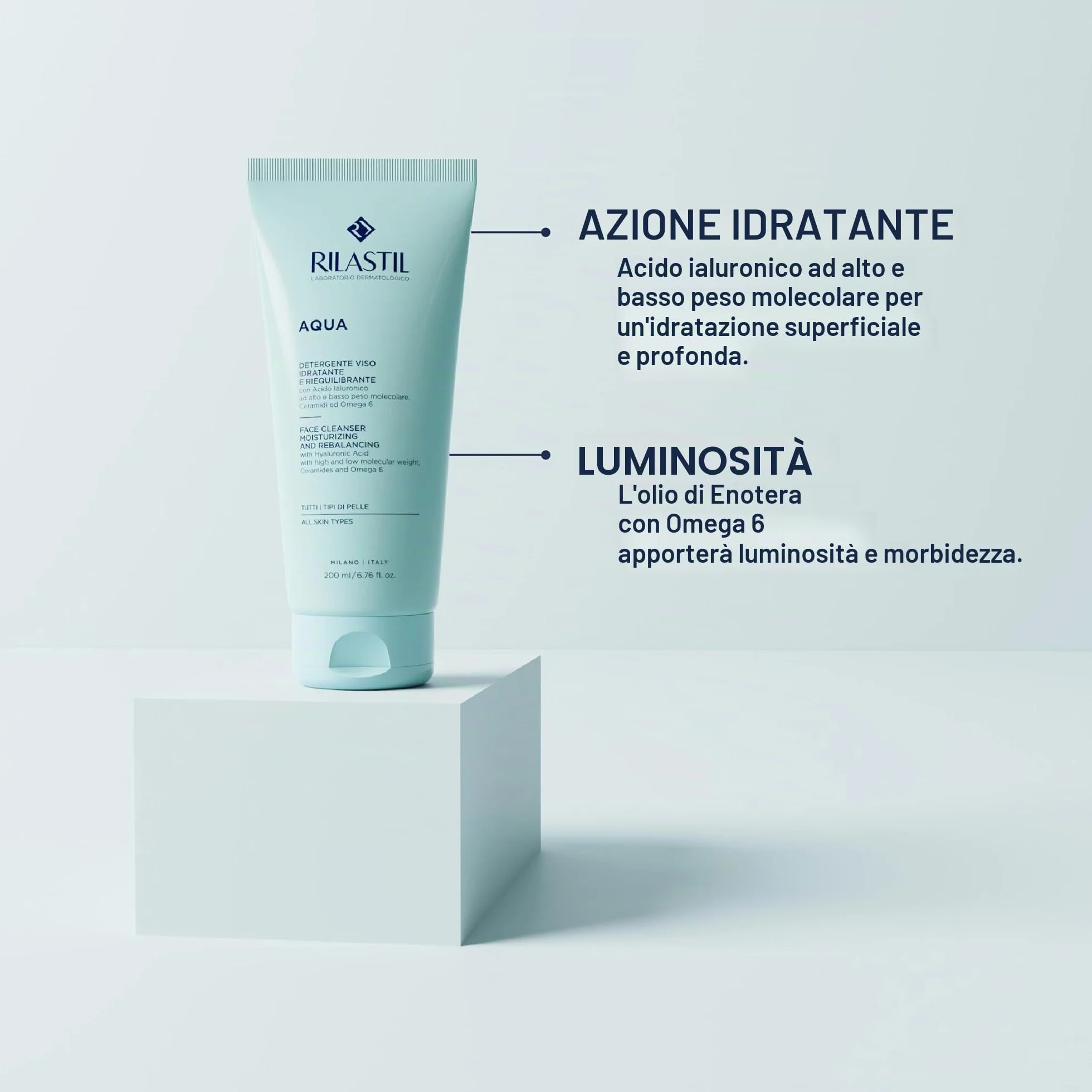 Rilastil Gel Detergente Viso Aqua, 200 ml