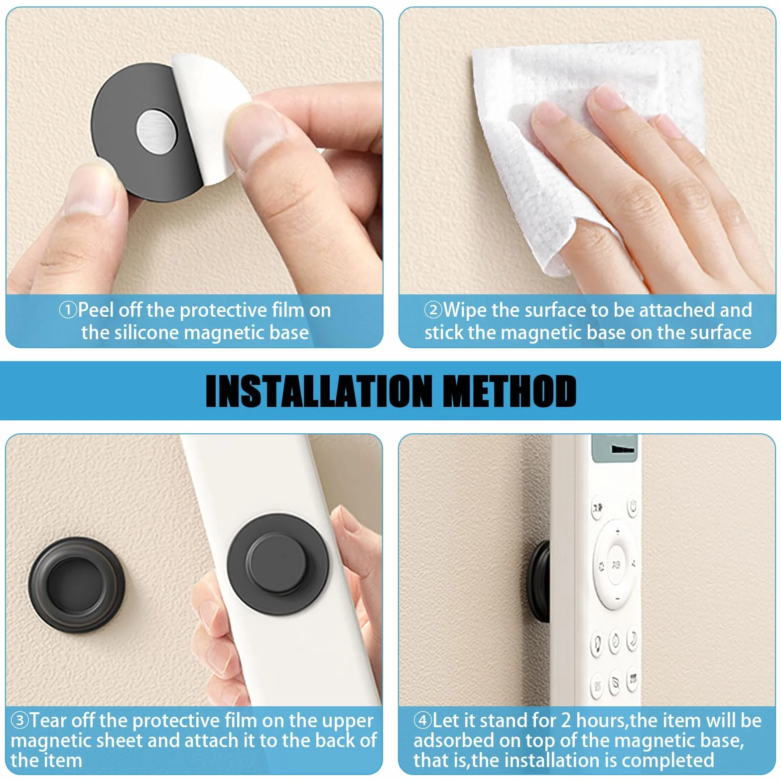 Supporto telecomando magnetico in silicone 4 pezzi adesivo da parete organizer casa ufficio