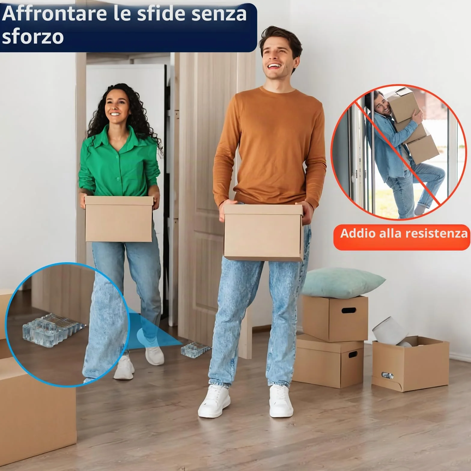 Vinabo Fermaporta 6 Pezzi Regolabile Impilabile per Porte e Pavimenti - Trasparente