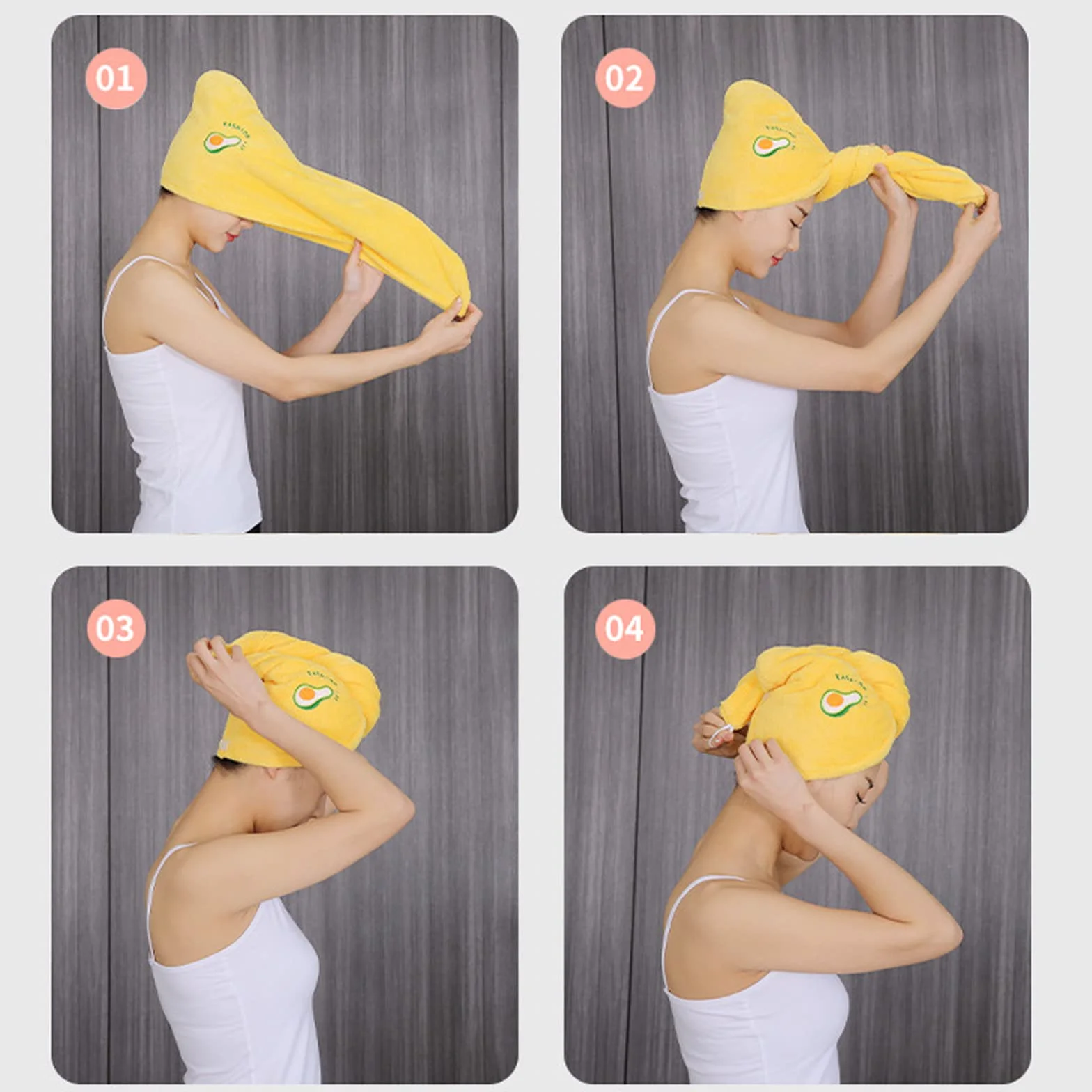 Sporgo 5 Pezzi Asciugamano a Turbante per Capelli, Asciugamano a Turbante con Bottone, Asciugamano a Turbante in Microfibra Super Assorbente ad Asciugatura Rapida per Capelli, Asciugamano per Capelli