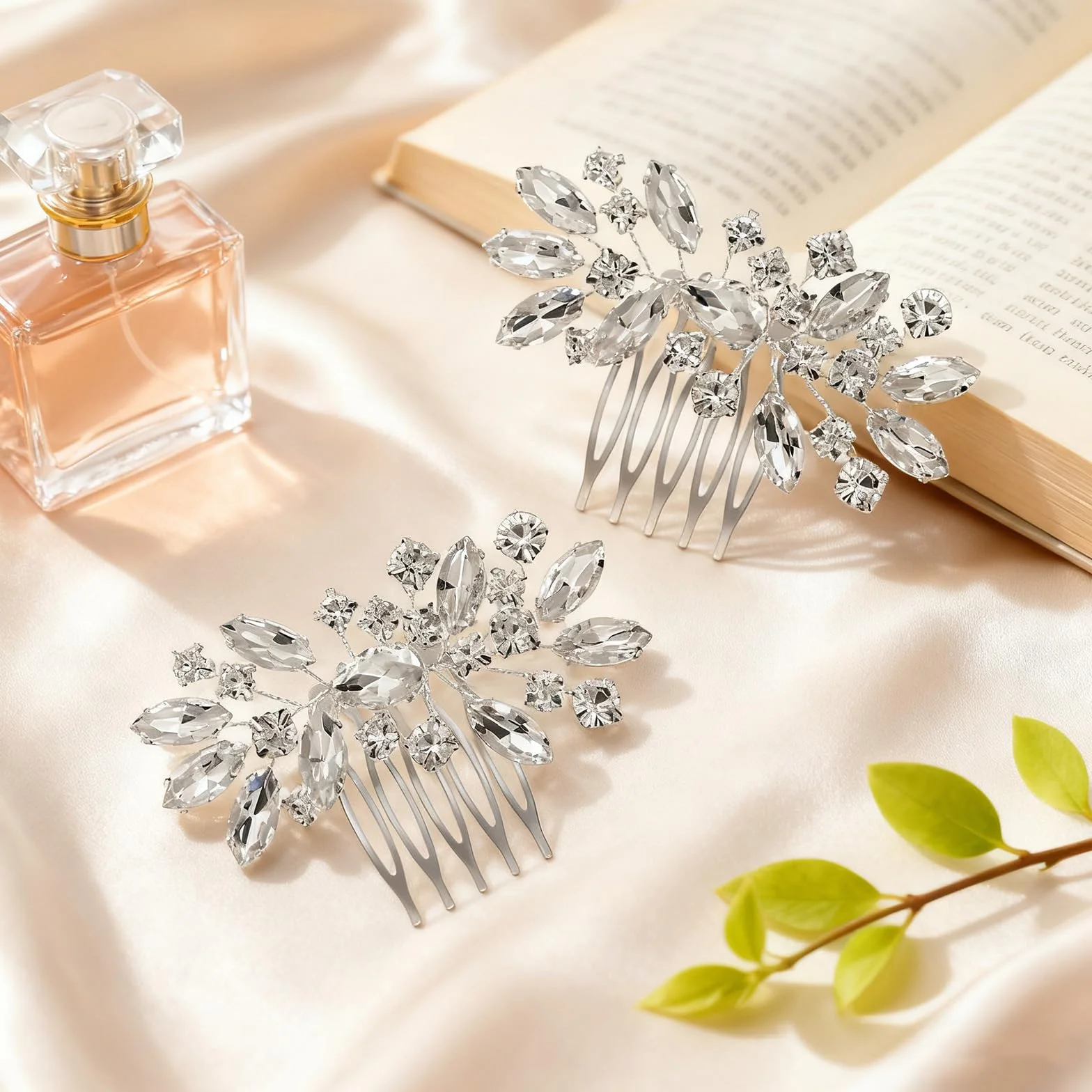 2 pezzi copricapo da sposa in strass argento, accessori per capelli da sposa per donne, fermagli lucidi per la sposa, decorazioni per forcine di cristallo per matrimoni, forniture per cerimonie