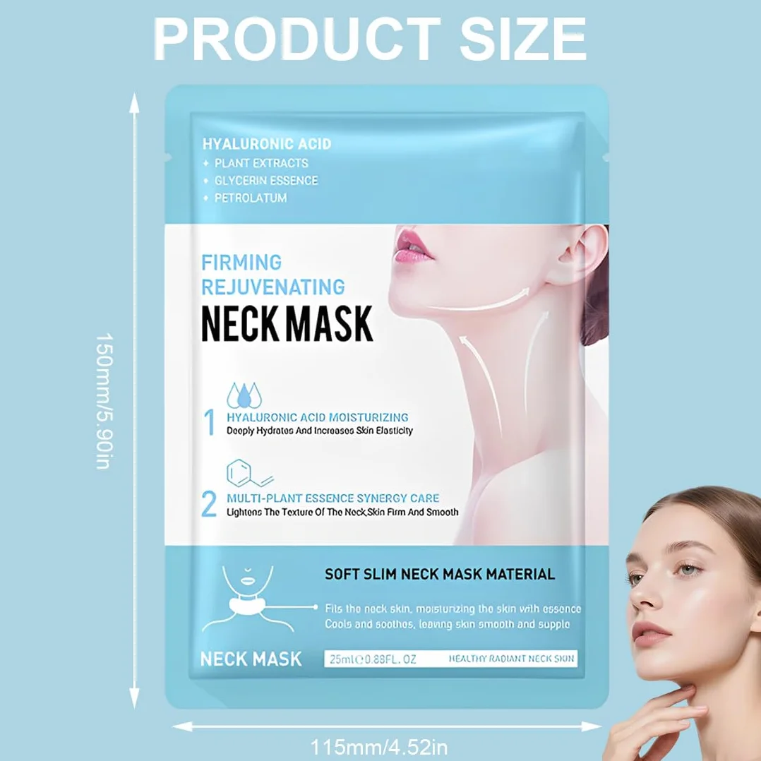 GXGM 10 Pezzi Maschera per il Collo, Maschera Collo Lifting, Mask Idratante Cuello, Patch Cuello Antirughe, Idratante, Anti-Età, Doppio Mento, Deep Collagen Mask