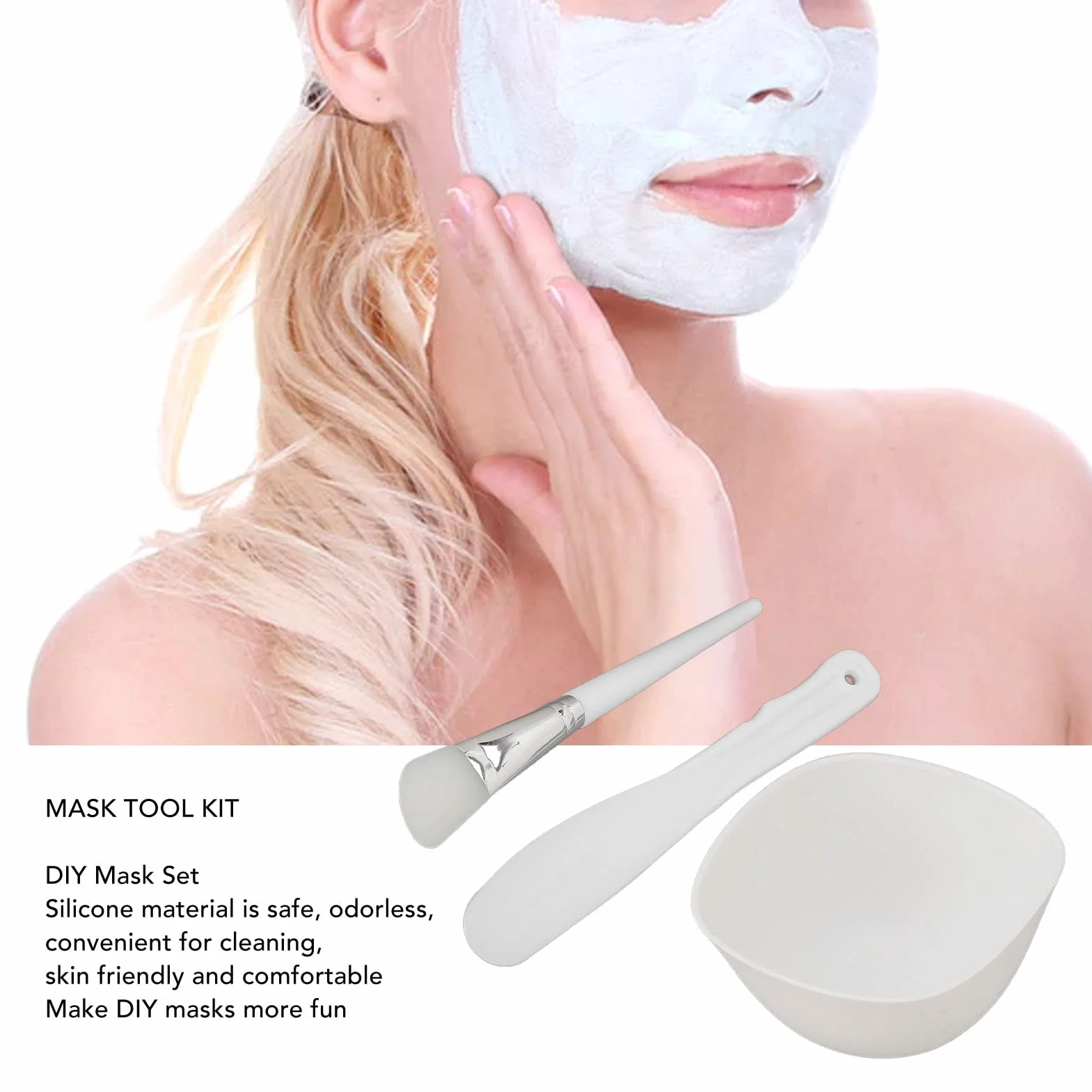 Set di Ciotole per Maschera per il Viso, Kit di Miscelazione per Maschera di Argilla Faite con Ciotola per Maschera in Silicone, Pennello per Maschera e Spatola per il Salone