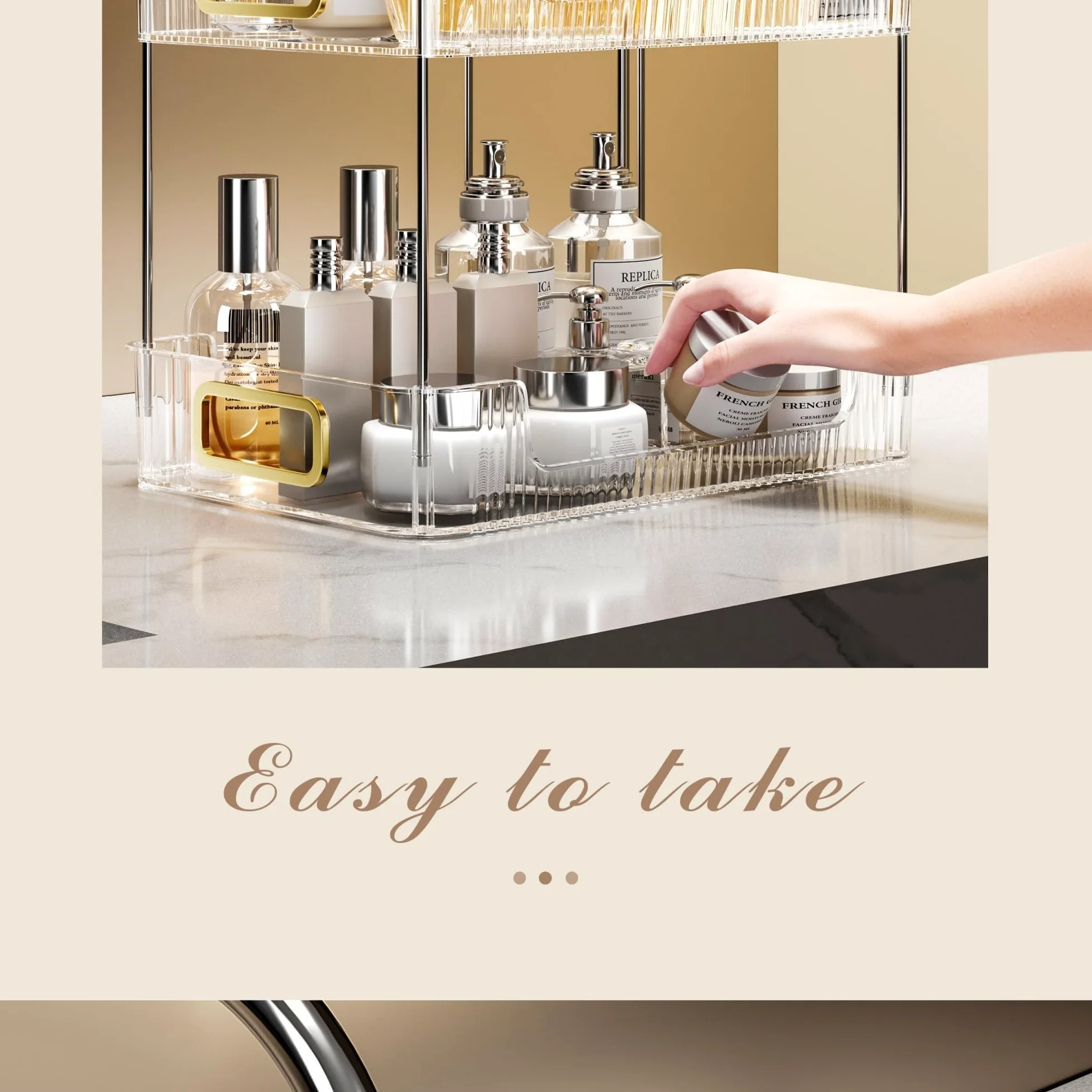 Organizzatore per Il Trucco in Acrilico, Custodia per organizzazione e stoccaggio di Cosmetici, Trucco e Gioielli, Grande Organizer per Il Trucco Trasparente per toeletta, Bagno, dormitorio universit