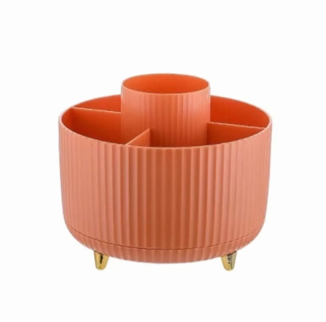 Porta Trucchi,Toeletta La Scatola di Immagazzinaggio per Cosmetici da Tavolo Ruota Il Cestino Articoli Vari Organizer per Trucco Multifunzione(Oranje)