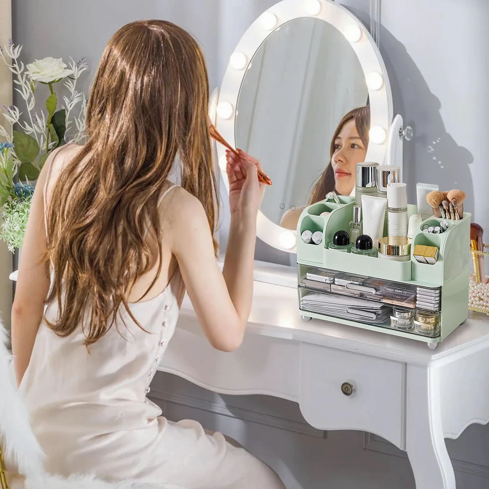 Organizzatore per il trucco, portaoggetti per cosmetici da donna - Organizzatore di stoccaggio Trucco Medicina Gioielli Hobby Scrivania Dormitorio Camera da Armadio