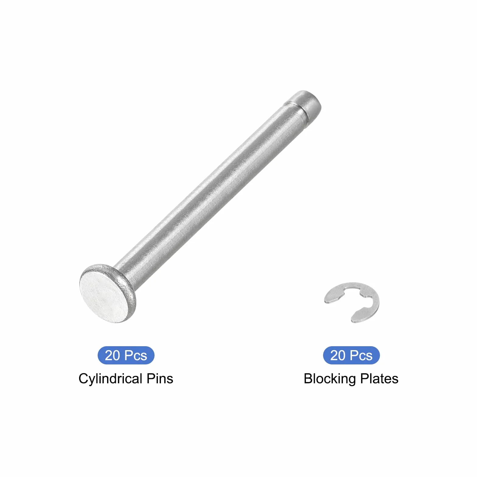 Perno Posizionamento Cilindrico Elastico M3x30mm Acciaio Inossidabile 304, Clip Fissaggio, Argento