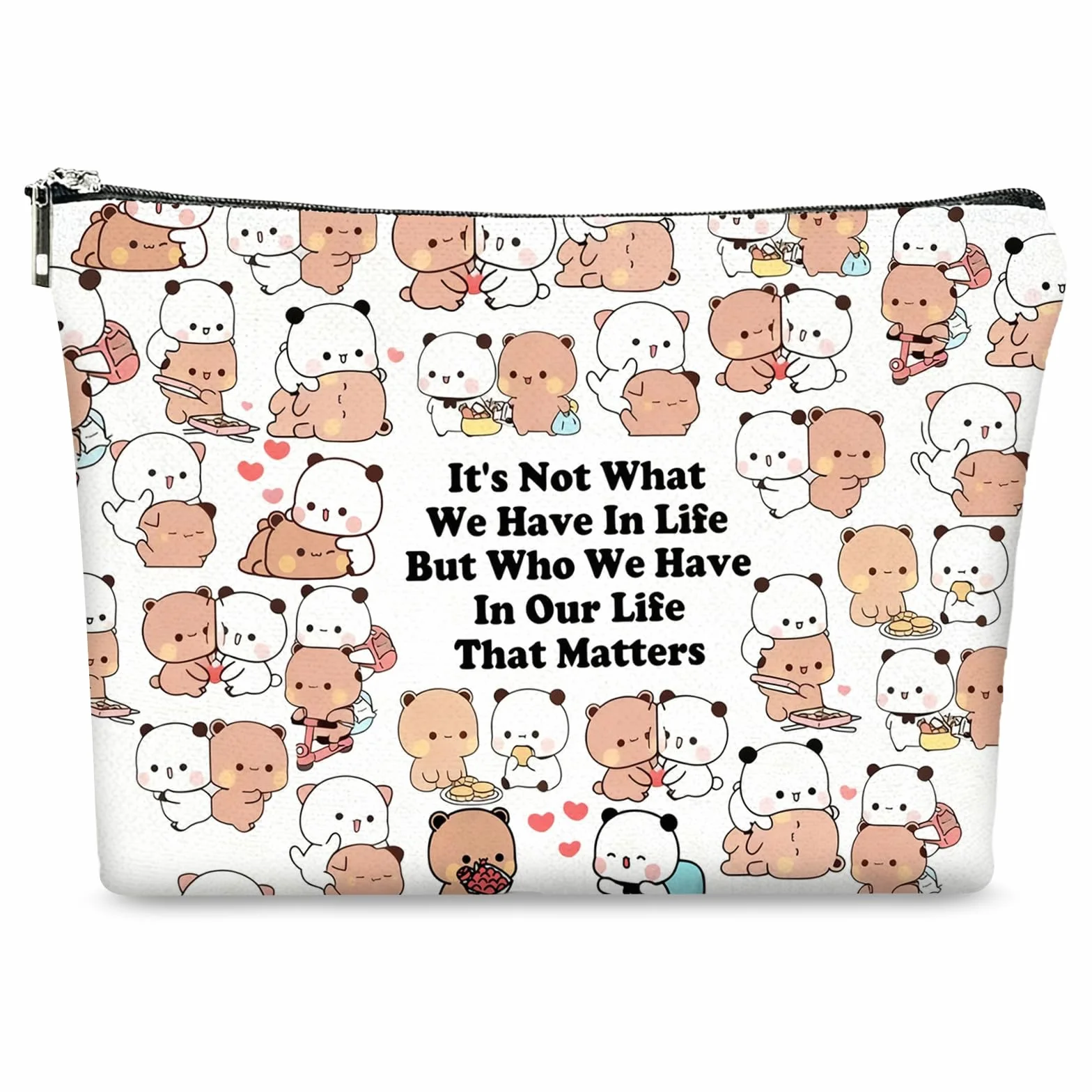 Bubu Dudu Trousse da donna Kawaii con chiusura lampo e fodera, coppia di anime da toilette da donna, pratica coppia regalo per compleanni, feste e anniversari