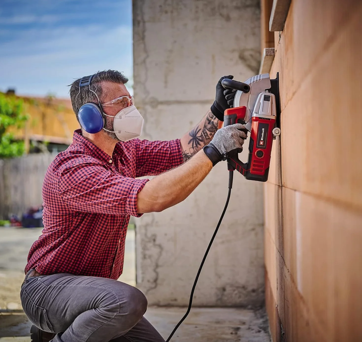 Einhell TE-MA 1700 Scanalatore 1700 W 38 mm larghezza taglio 40 mm profondità taglio Soft Start 4 dischi diamantati
