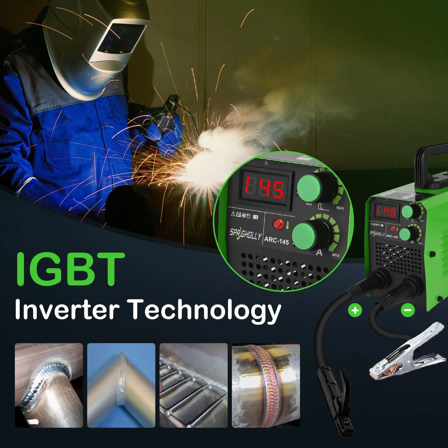 Mini Saldatrice Inverter 145A ARC LIFT TIG IGBT Display LED ARC-145