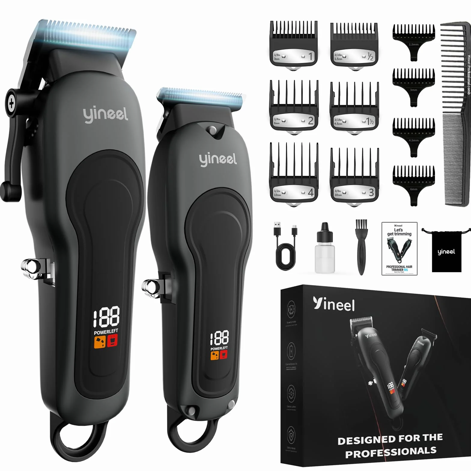 Yineel Tagliacapelli Professionale Uomo, Macchinetta per capelli e Barba Senza Fili con Display LED, Tagliacapelli elettrico con Lama in Ceramica, 300 Min Autonomia, Ricarica USB-C