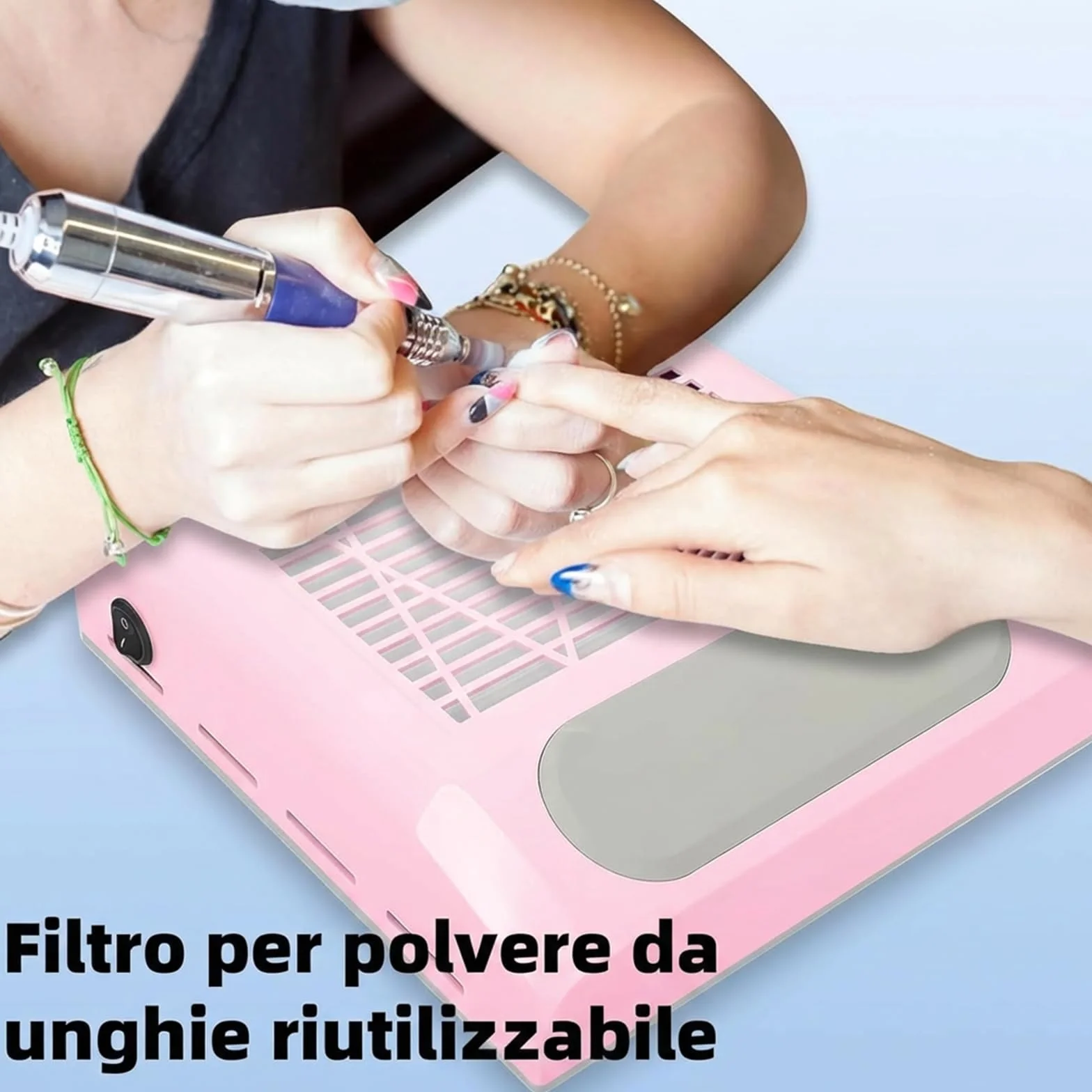 VOLTIX Aspiratore Unghie Professionale 80W - Aspirapolvere Unghie Potente, Nail Dust Collector con Filtro Riutilizzabile per Ricostruzione Unghie in Gel e Acrilico, Ideale per Salone e Casa rosa