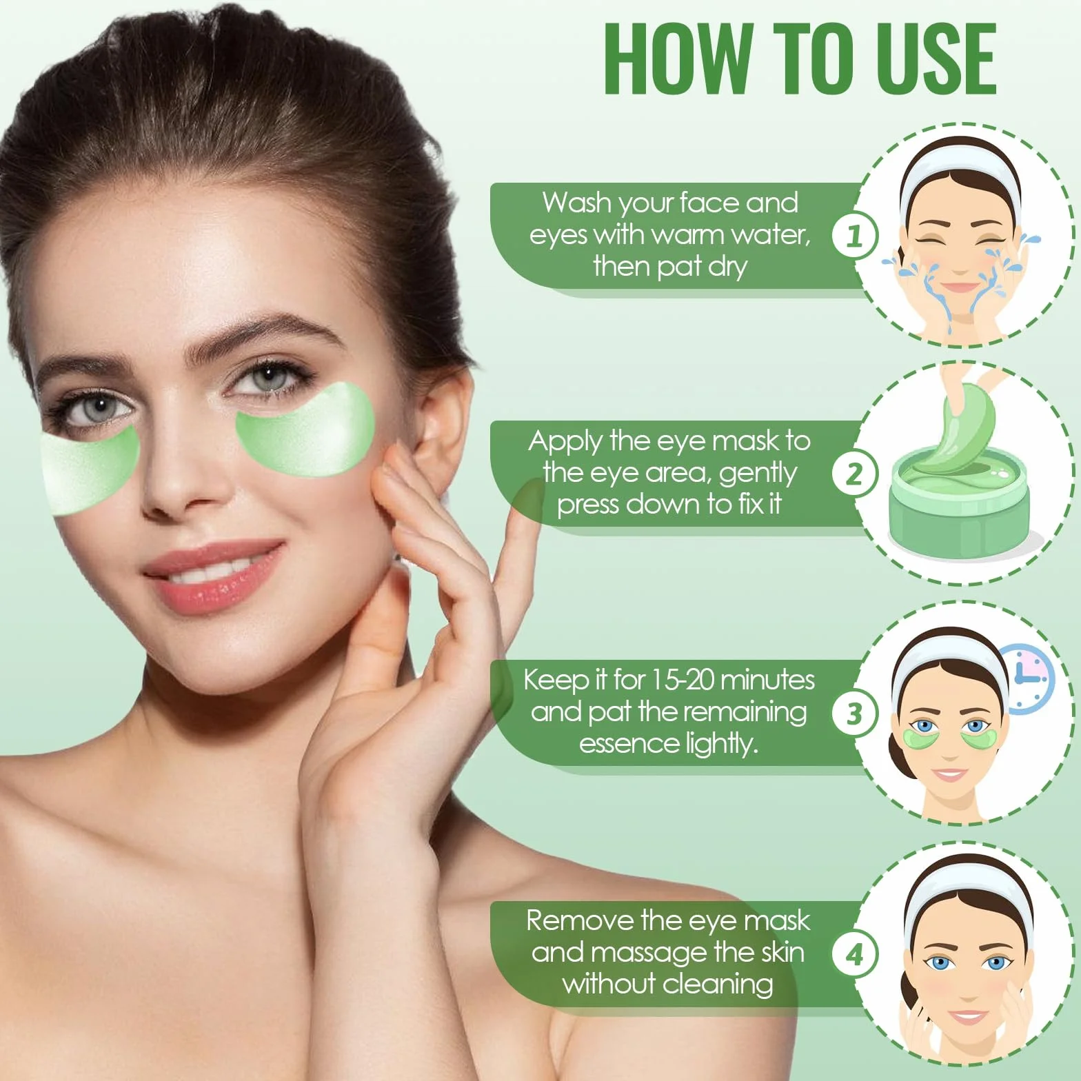60 Pezzi Maschera Occhi di Aloe Vera,Patch Occhi Per Rimuovi Borse e Puffiness, Collagene Patch Occhi, Maschera Occhiaie Donna Uomo, Collagene Maschera Occhi Eye Mask, Contorno Occhi Idratante