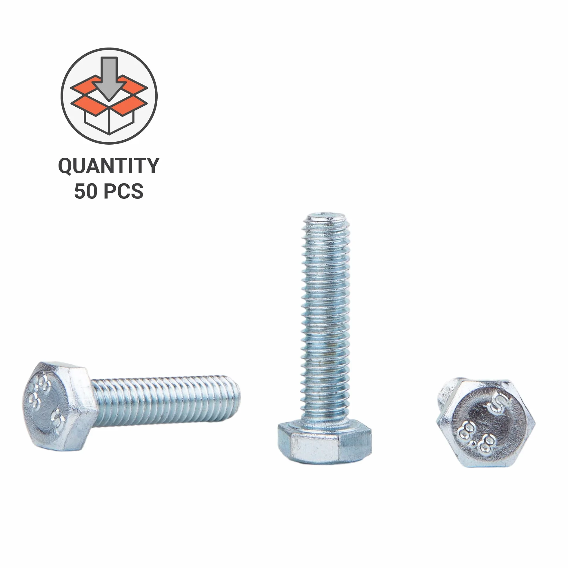 Bulloni esagonali DIN 933 M6 x 25 mm acciaio zincato grado 8,8 confezione da 50