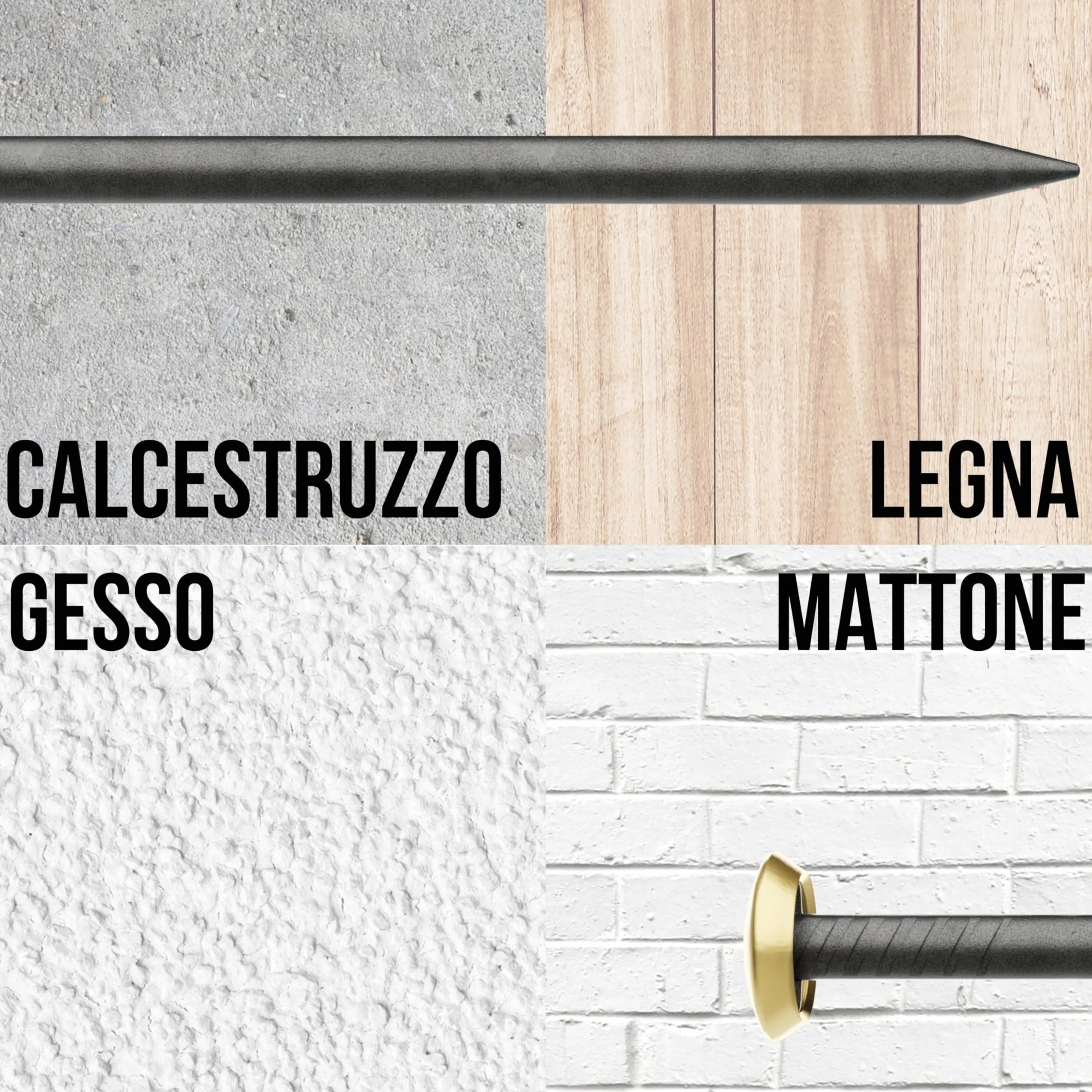 Chiodi decorativi 30 pezzi diametro 2 mm testa decorativa dorata 6 mm cemento parete