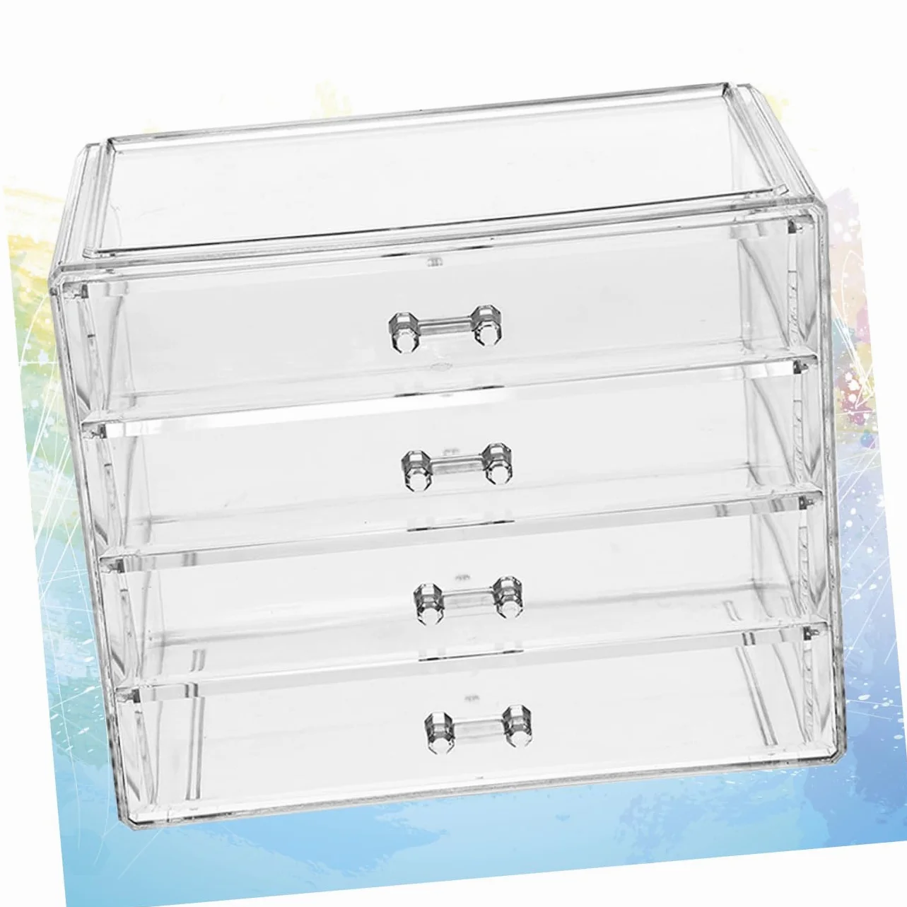 Organizer Cosmetico in Acrilico Trasparente a 4 Cassetti Grande | Uso Domestico, Design Pulito e Struttura Cassetti, Ampio Spazio per Accessori e Articoli di Bellezza
