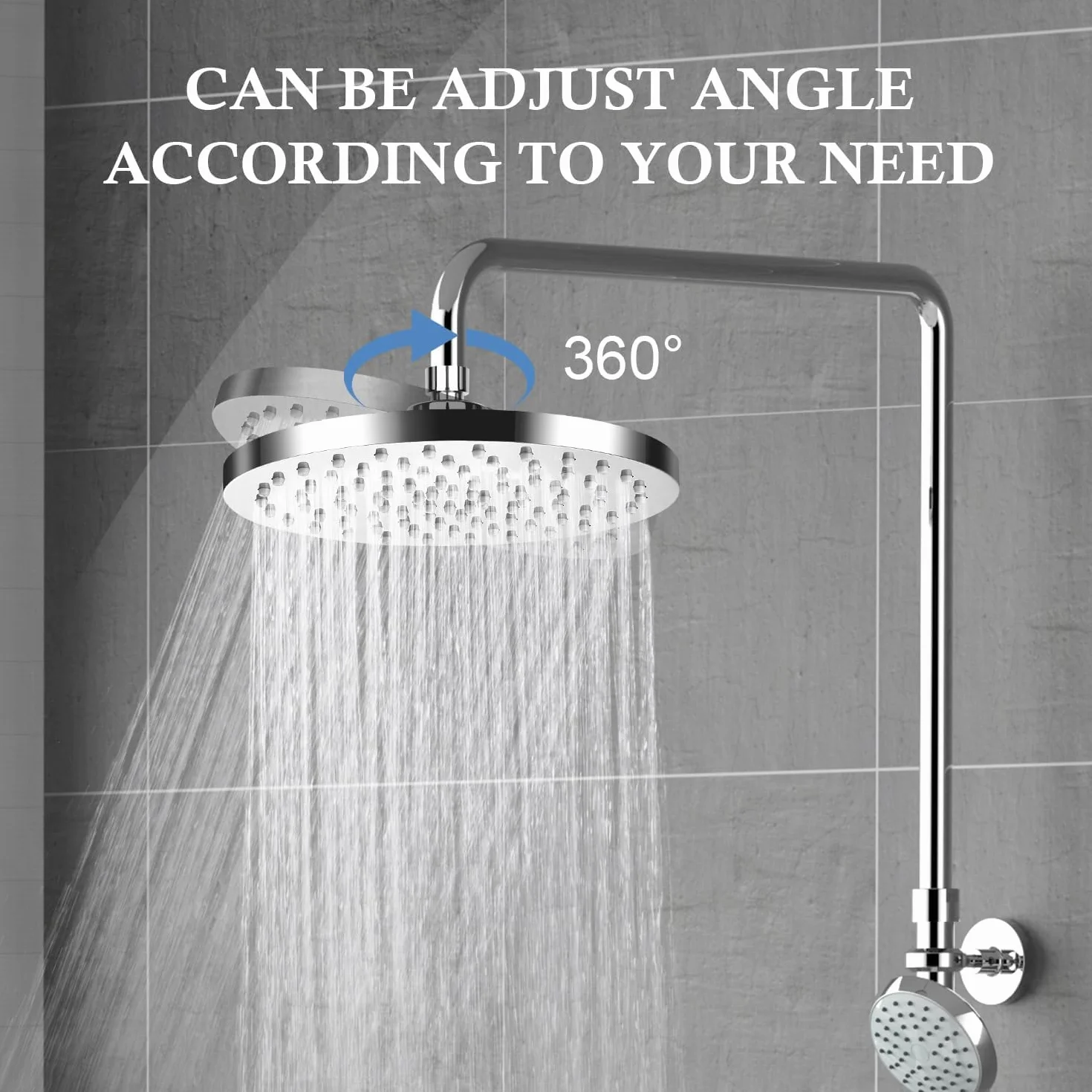 Soffione Doccia Rotondo 24.5 cm Inox 304 Anticalcare Alta Pressione
