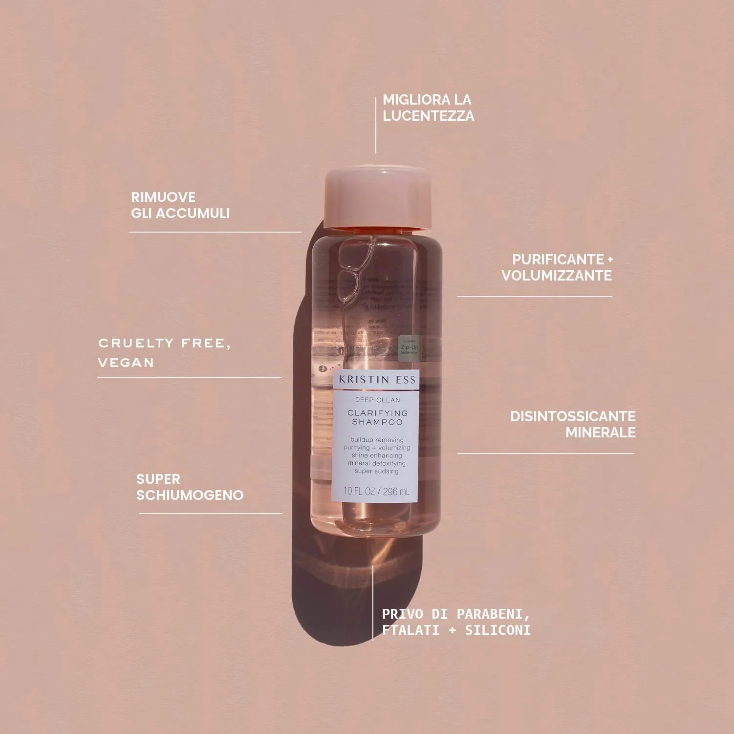 Kristin Ess Deep Clean, shampoo schiarente per capelli grassi e accumulazione, purificante e purificante, senza solfati e vegano, prodotto per capelli spessi, ricci e colorati