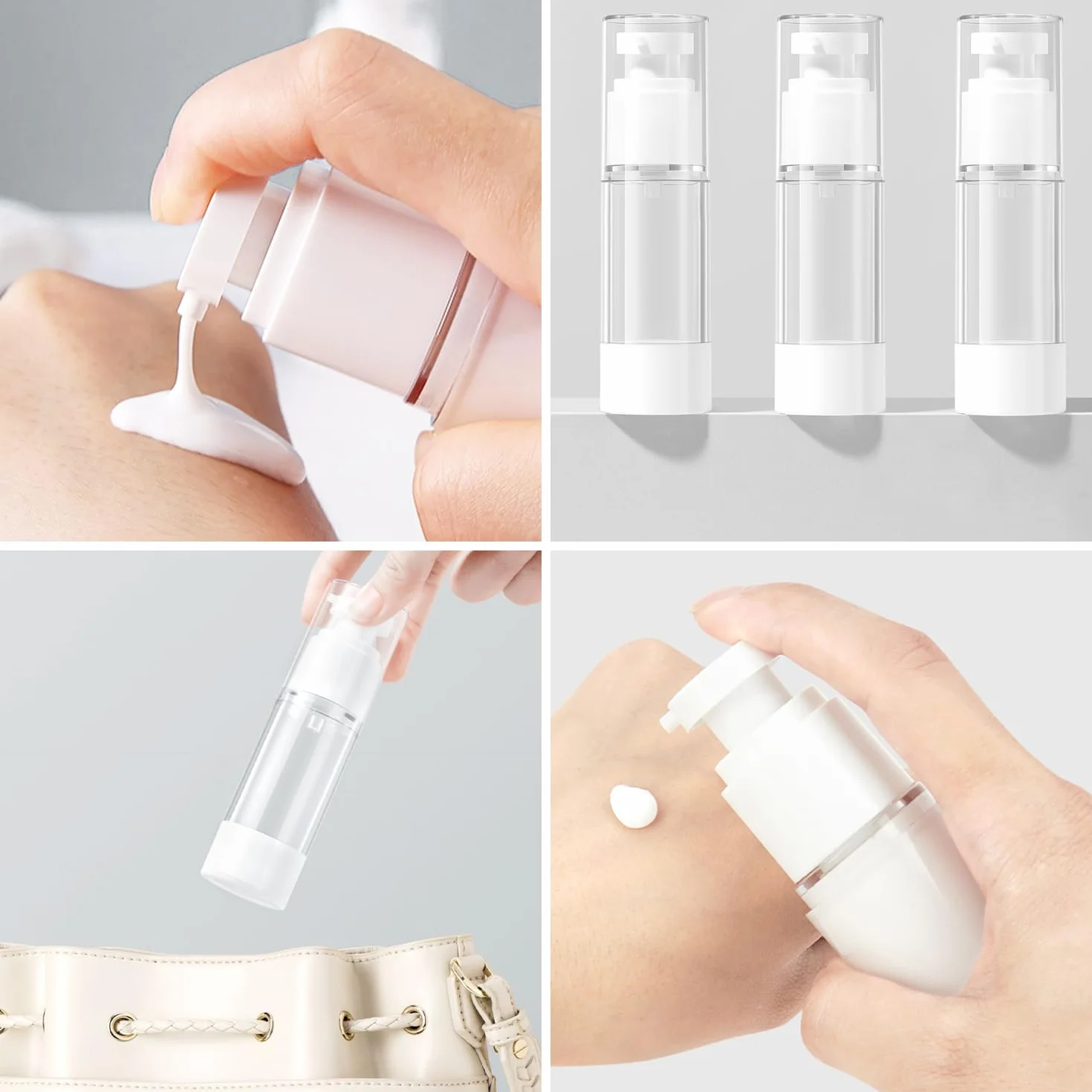 6 flaconi da 30 ml a pompa, ricaricabili vuoti, trasparenti, da viaggio, per fondotinta, essenza, crema, articoli da toeletta