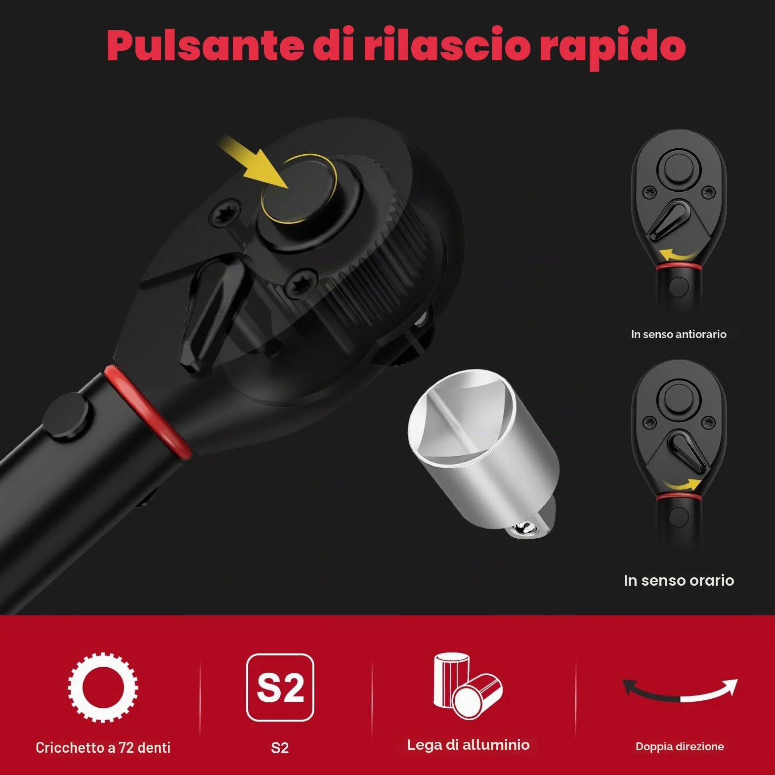 VANPO Chiave Dinamometrica 5-60Nm 3/8" 72 Denti Set 3 Pezzi con Barra Prolunga 125mm e Adattatore