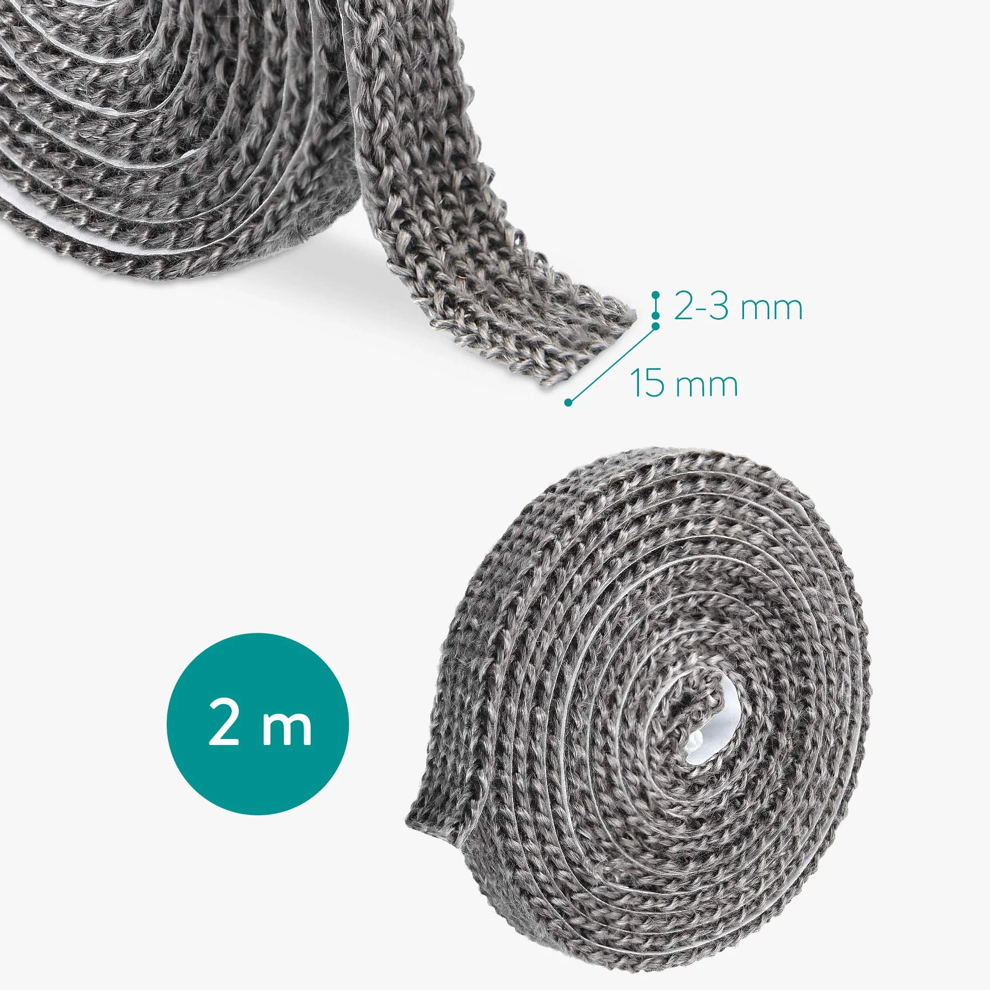 Navaris Guarnizione Stufa a Pellet 2 m Nastro Autoadesivo Fibra di Vetro Isolante Termico Alte Temperature