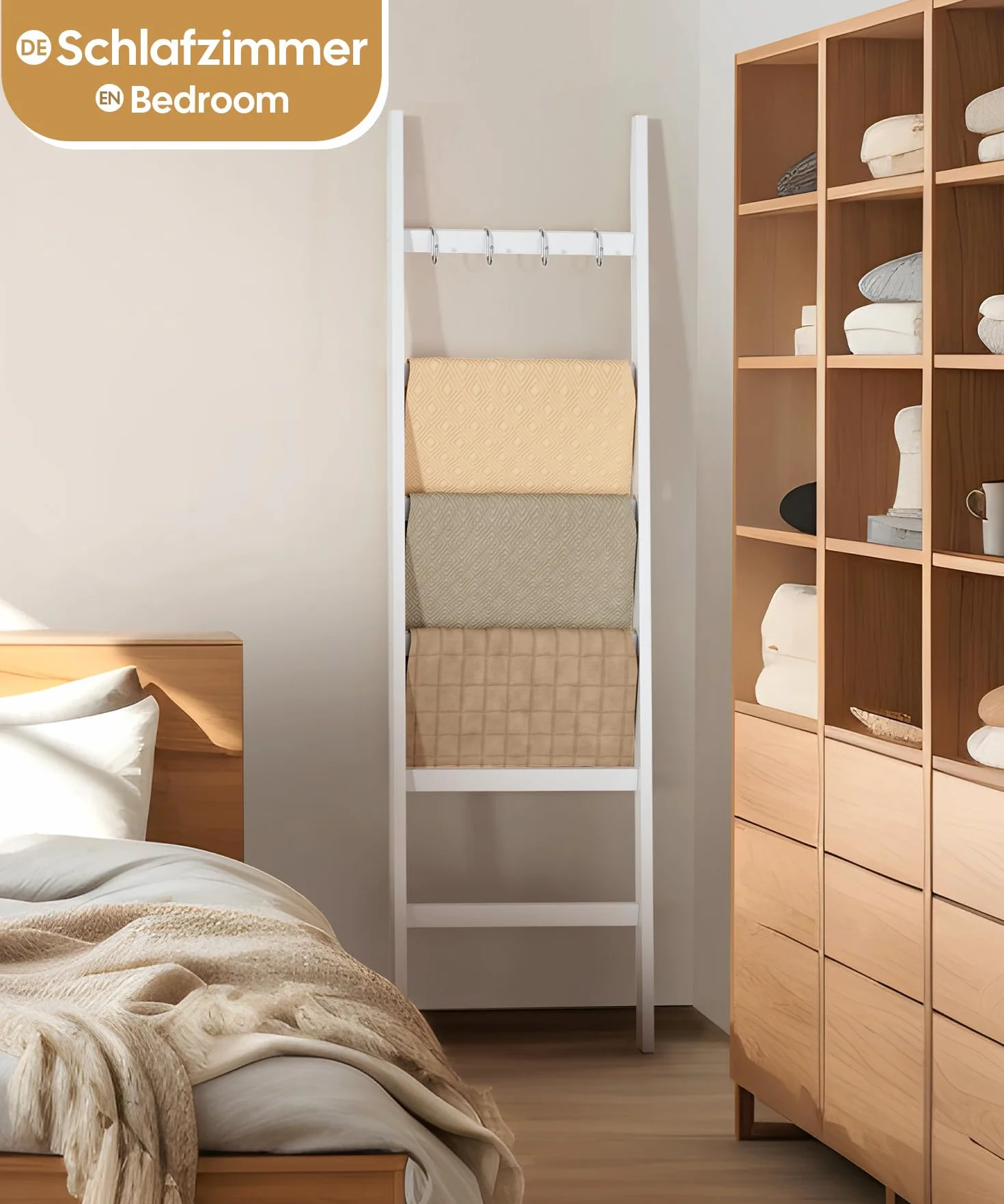 Yorbay Scala Portasciugamani in Bambù 170x43 cm Bianco 6 Pioli