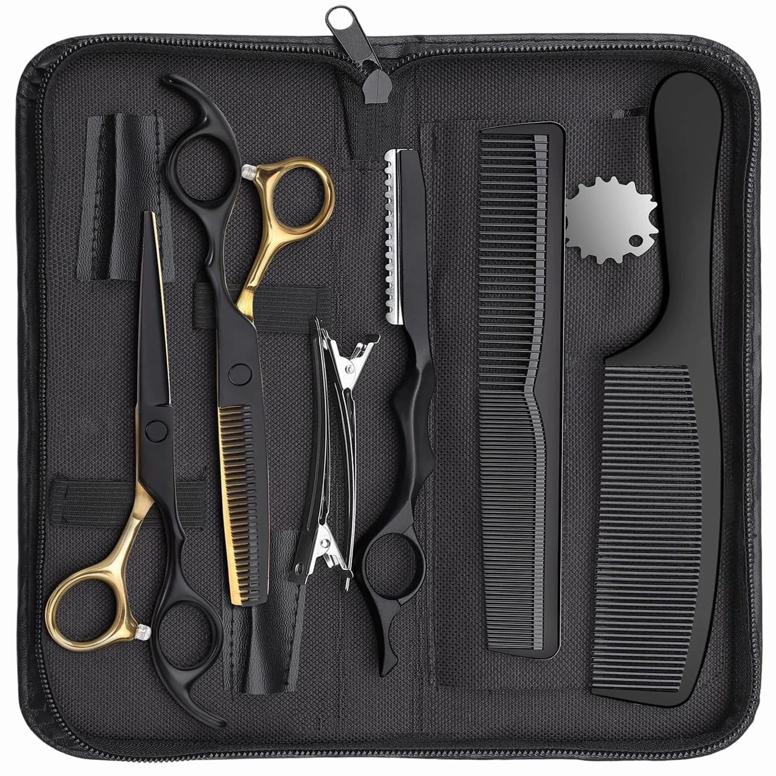 Forbice per Sfoltire i Capelli, Forbici Parrucchiere Professionali Barbiere, Set Professionale di Forbici per Capelli in Acciaio, Borsa per Parrucchieri, Principianti e Uso Domestico