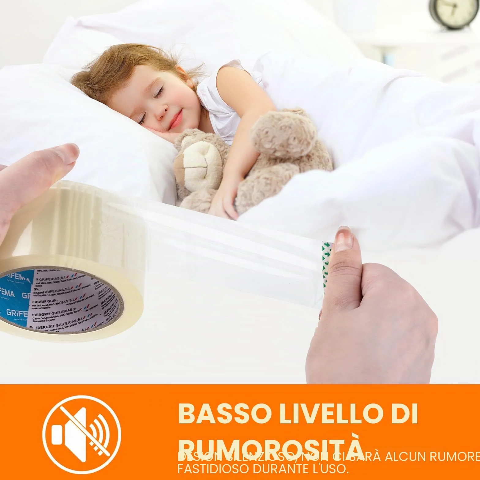 GRIFEMA GA4003-1 Nastro Adesivo Silenzioso per Imballaggio 66 m x 50 mm Trasparente