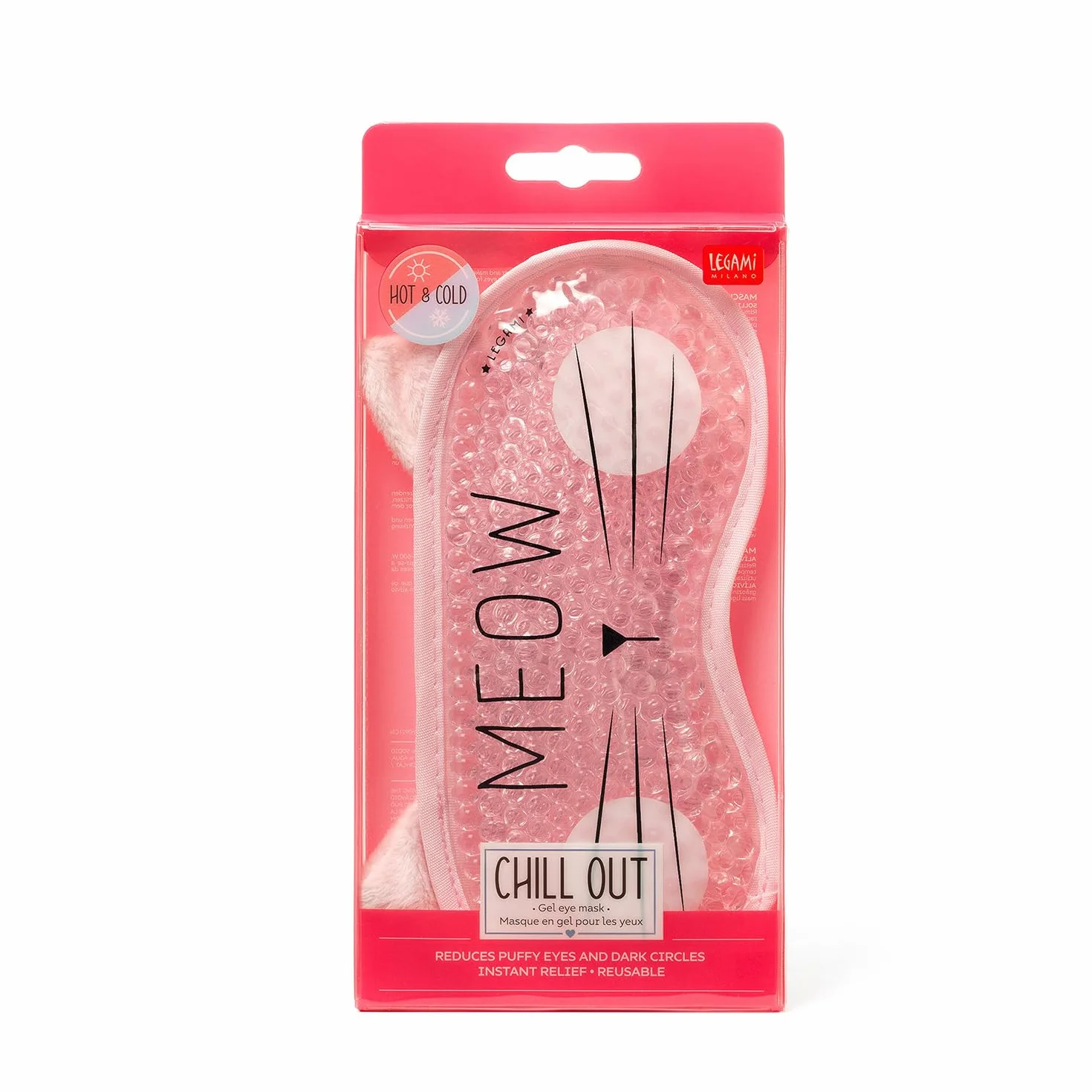 Legami - Chill Out, Maschera Gel per Occhi, 19,5x11 (H MAX) cm, in PVC e Poliestere, Tema Kitty, Maschera Riutilizzabile, Elastico Regolabile, Perfetta Vestibilità, Effetto Caldo e Freddo