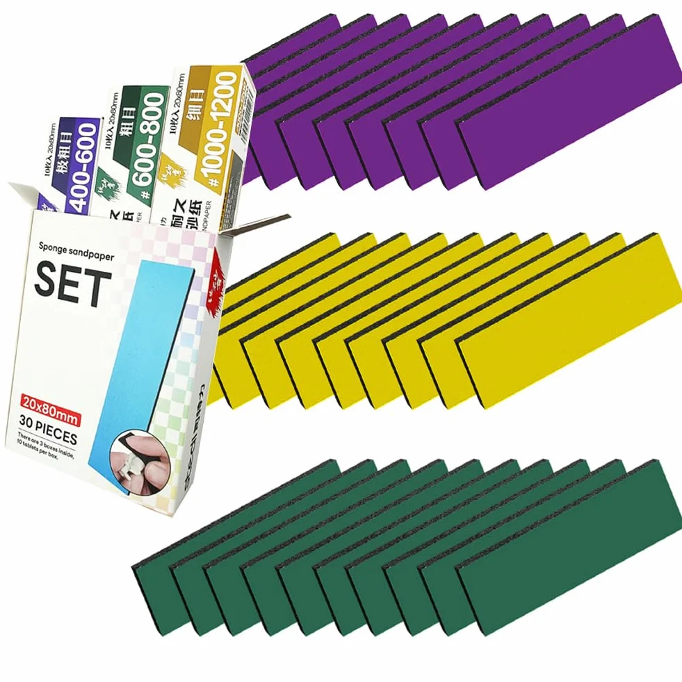 STEDI Spugna abrasiva per modellismo Gundam Building, Blocco di levigatura a mano impermeabile Wet Dry 400-1200 grana, 30 fogli