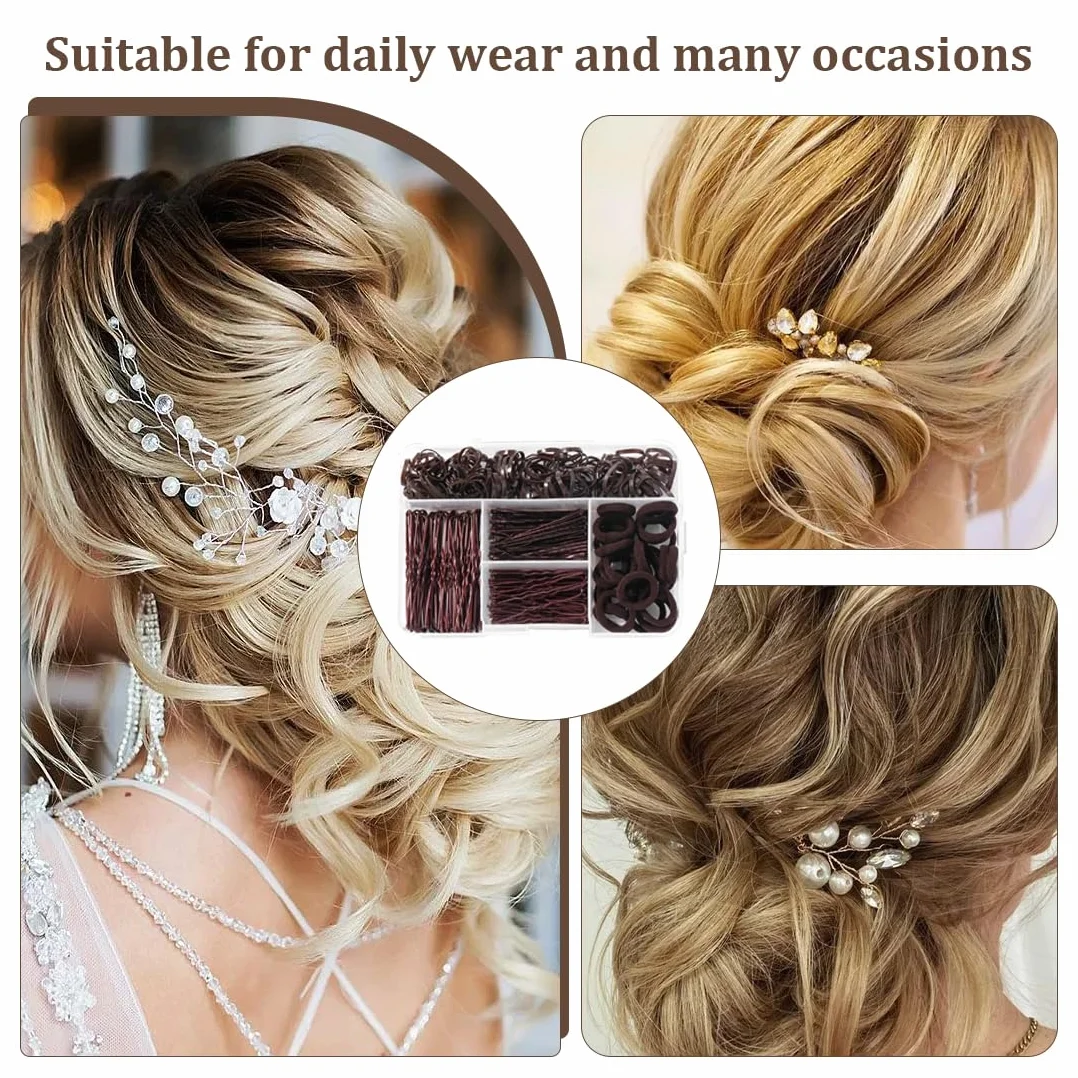 Forcine per Capelli, 300 pezzi, Cerchietti per Capelli, con Scatola, per Chignon Accessori per Acconciature, Accessorio invisibile per capelli, adatto per saloni di parrucchiere e per uso domestico