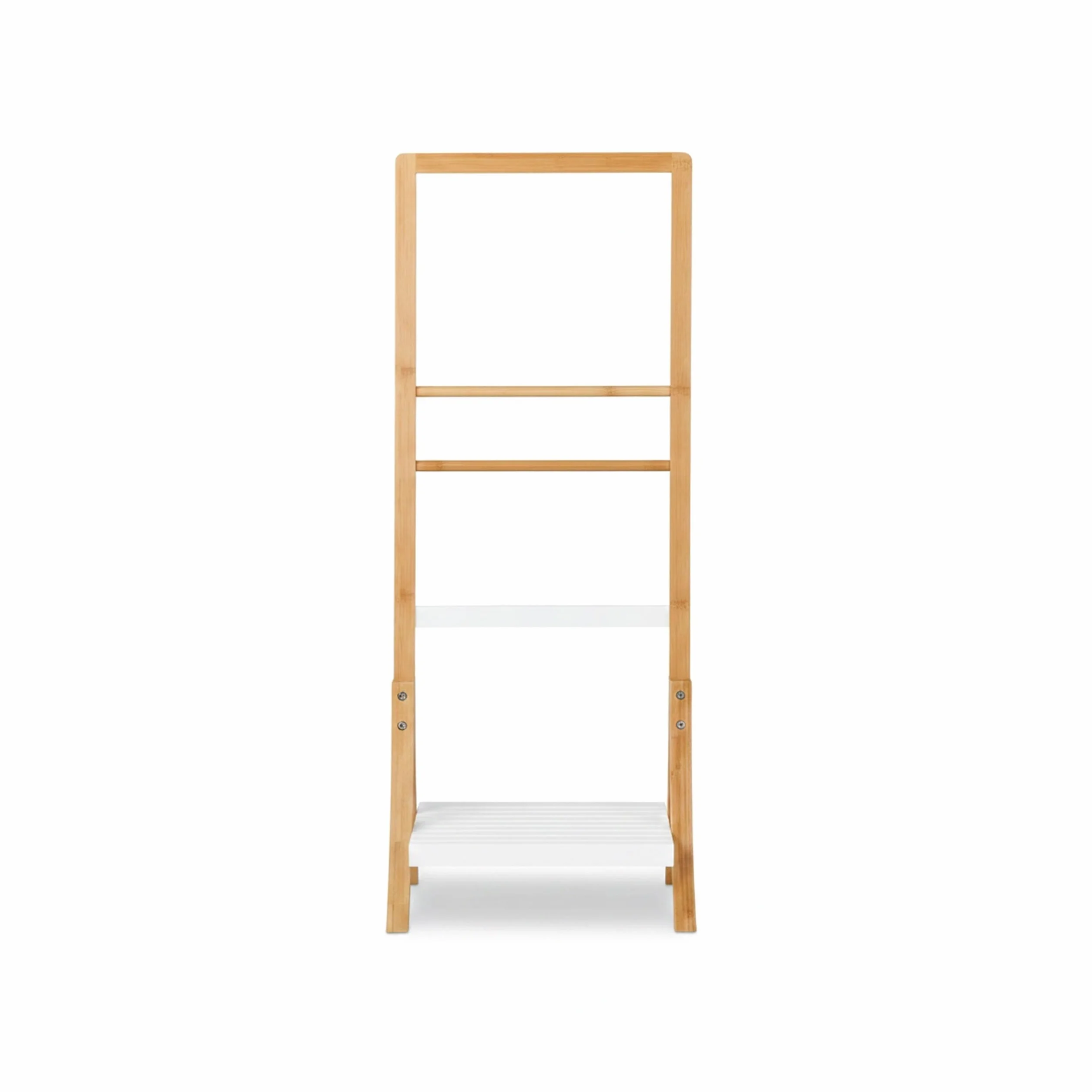 Relaxdays Portasciugamani da Terra bambù MDF 3 Aste 103x41x28 cm Naturale Bianco