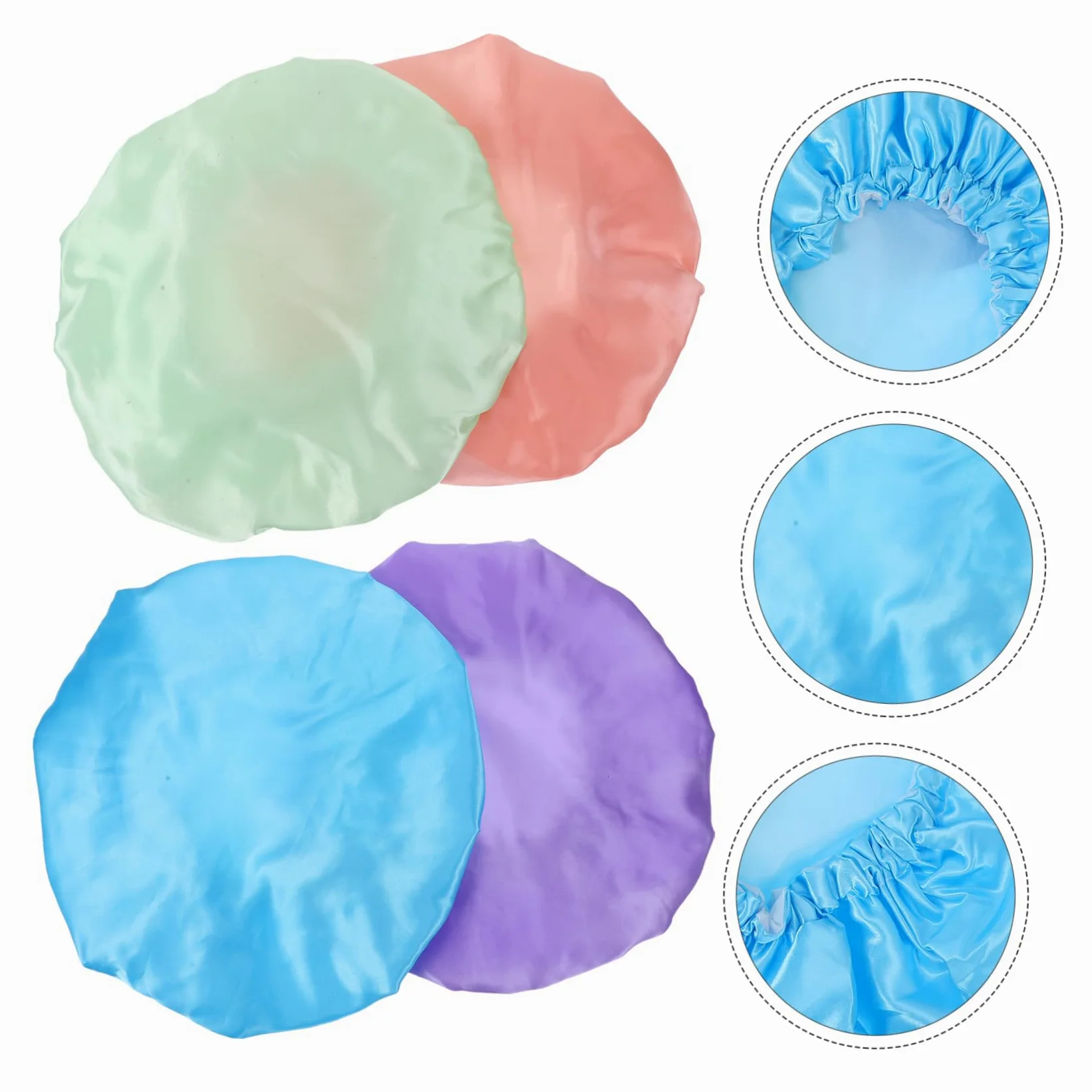 Angoily 8pezzi Cuffie Da Bagno Impermeabili Satin Confezione Design Doppio Per e Notte Adatte Tutte Le Taglie Arcobaleno
