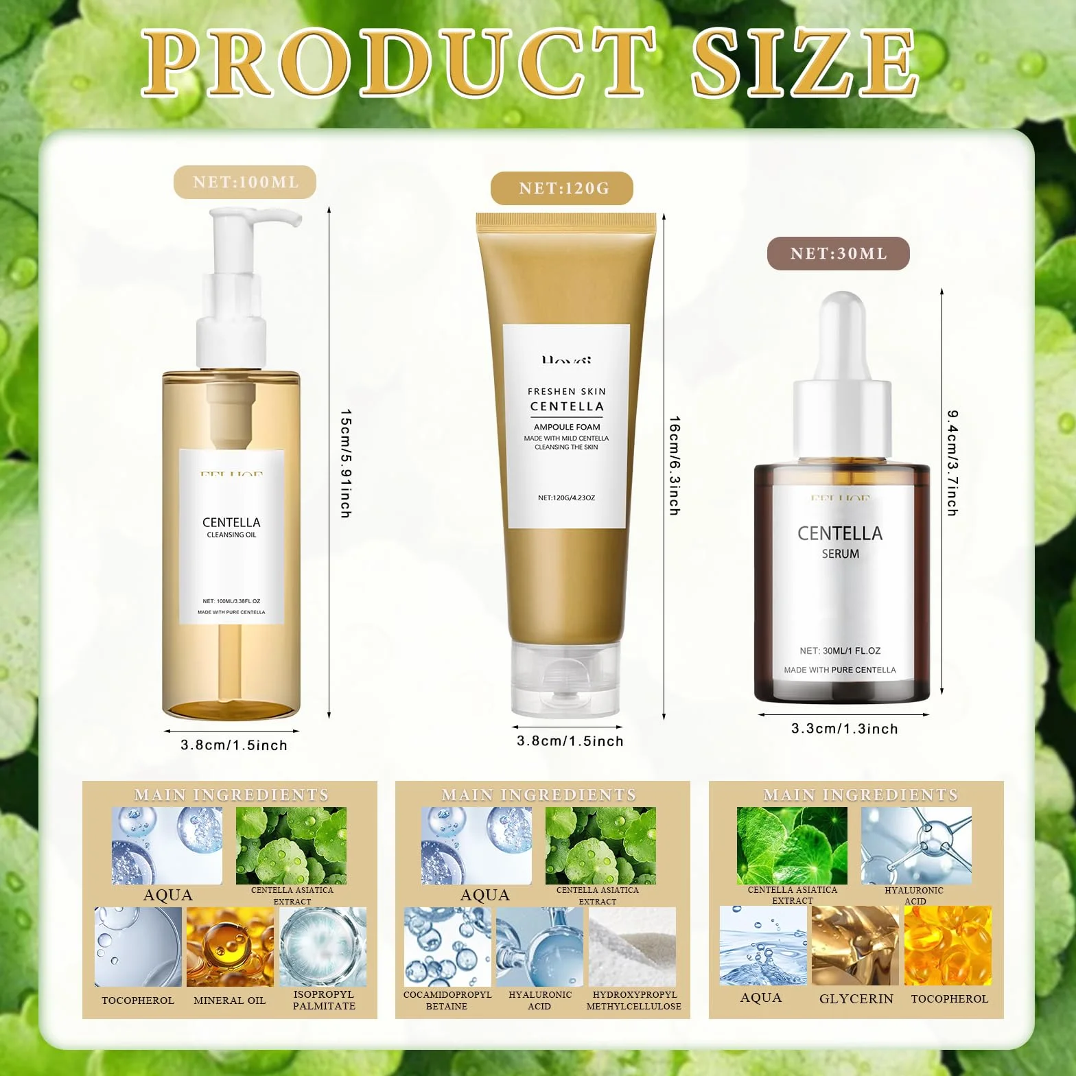 3PCS Centella Cleansing Oil + Siero Asiatica + Detergente Viso, Madagascar Centella Skincare Kit, Poremizing Deep Cleansing Foam, Olio Detergente Viso, Specialmente per pelli sensibili
