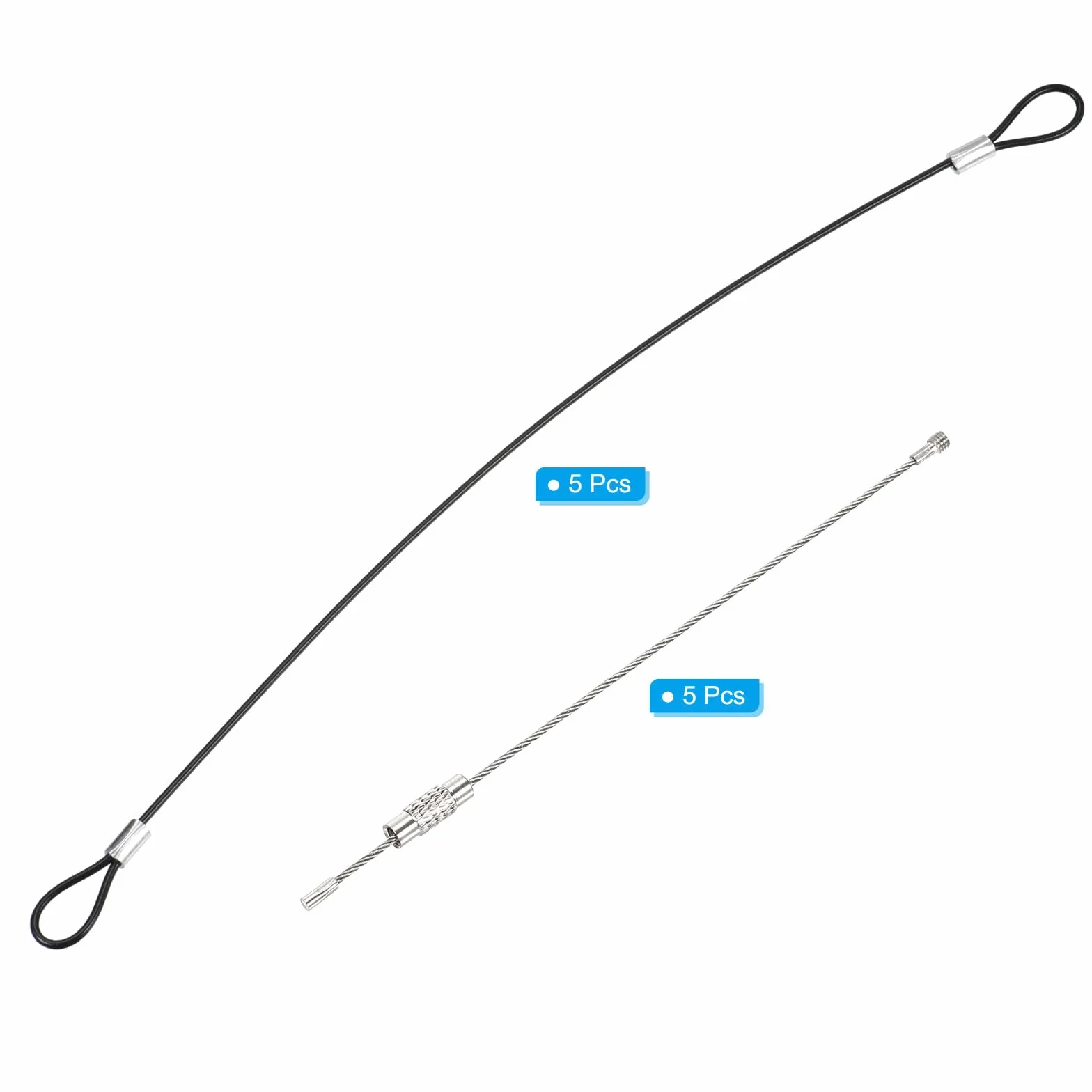 PATIKIL 0.3 m Acciaio Inossidabile Cavo di Sicurezza 2mm, 5 Pezzi Antifurto Filo Corda con Doppio Anello
