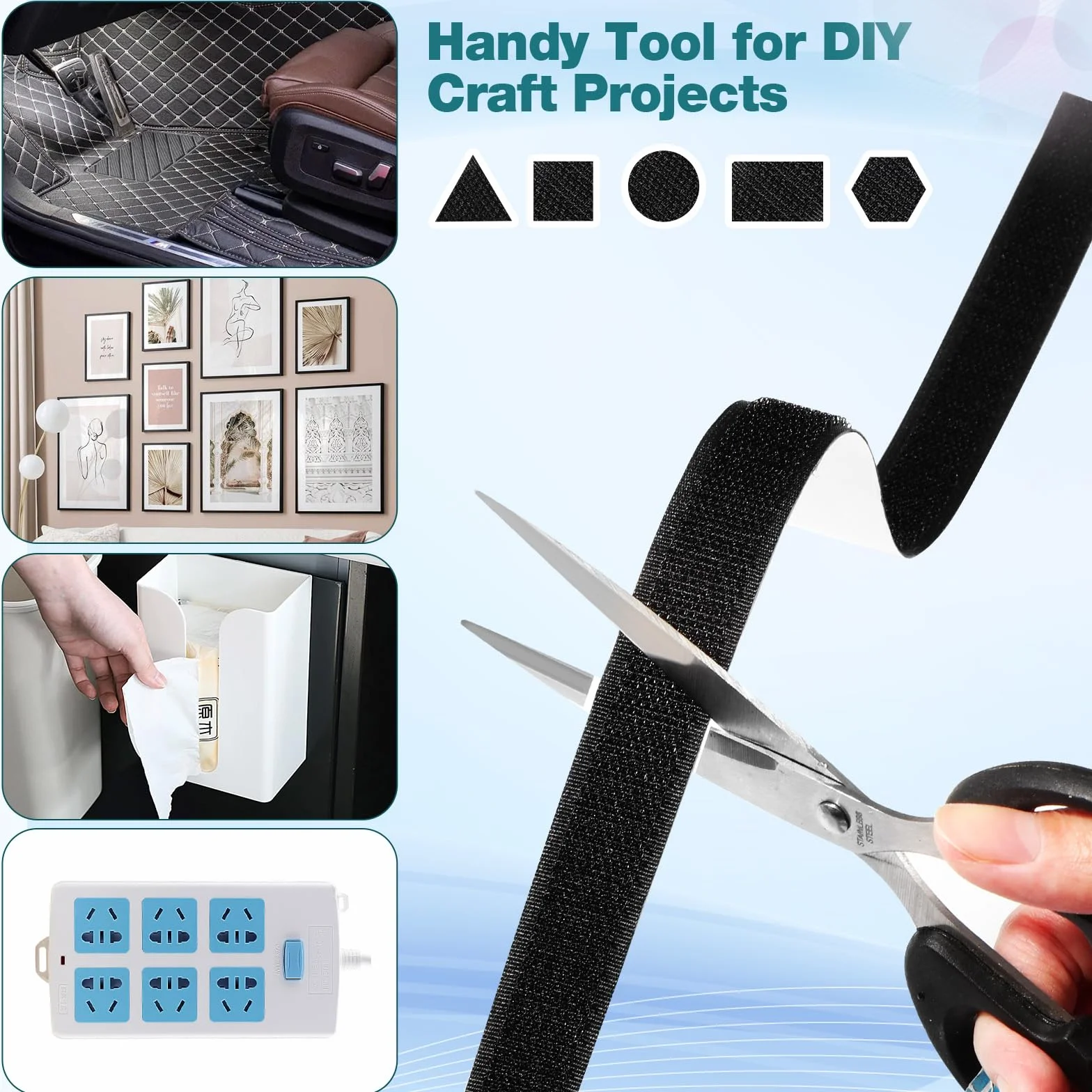 Nastro Adesivo a Strappo Feltro Oderra 5M x 20MM Hook Loop Autoadesivo Nero