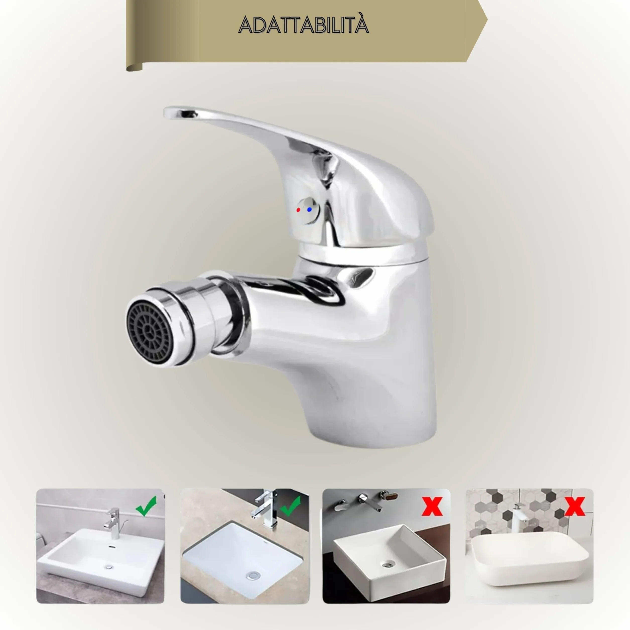 Yasta Rubinetto Bidet Miscelatore Argento con Testa Mobile Orientabile 360 Gradi per Lavabo Lavandino, Leva Monocomando