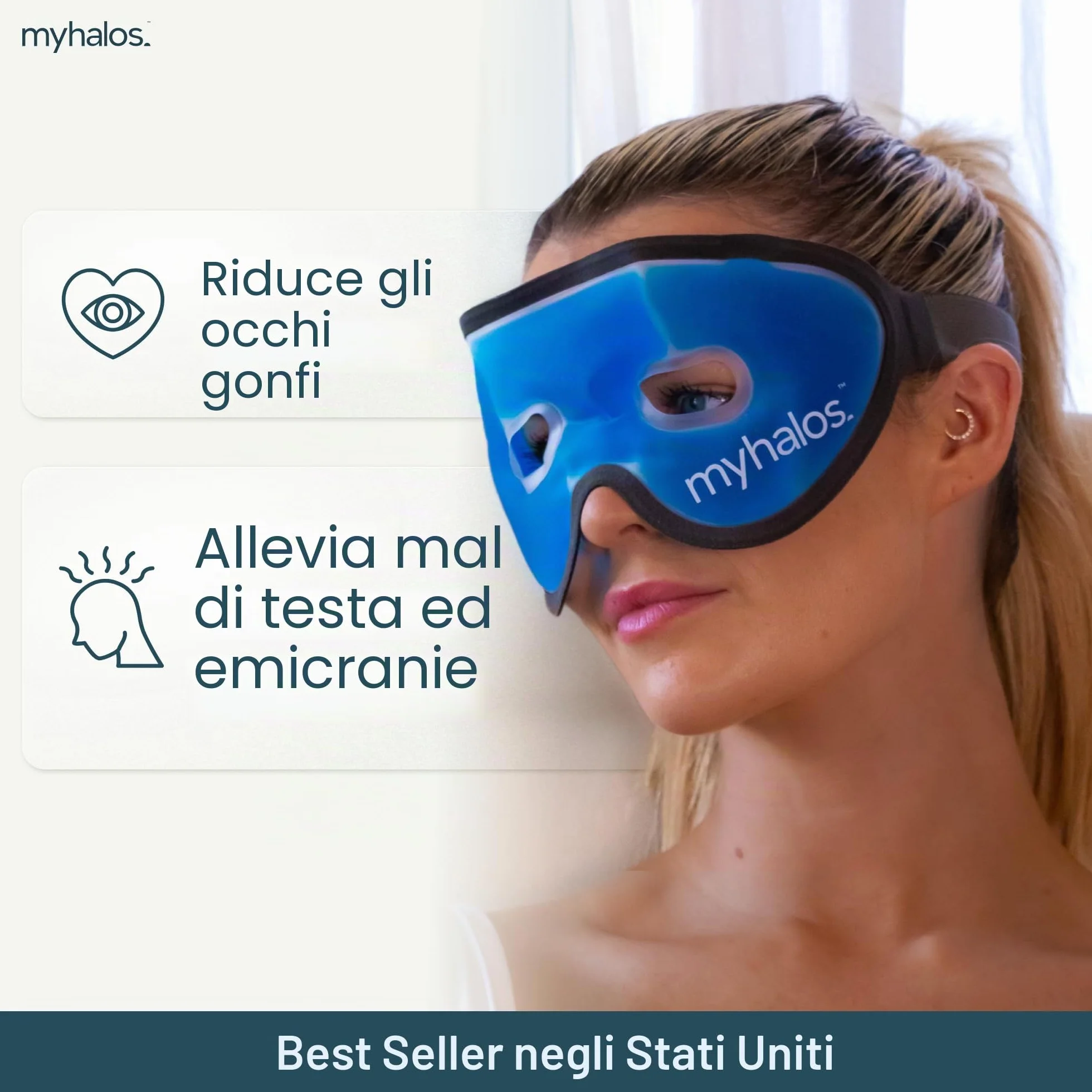 Maschera Occhi Gel Freddo Riutilizzabile – per Termoterapia a Caldo e a Freddo - Ghiaccio Viso per Occhi Gonfi, Stanchi, Mal di Testa, Hangover, Emicrania