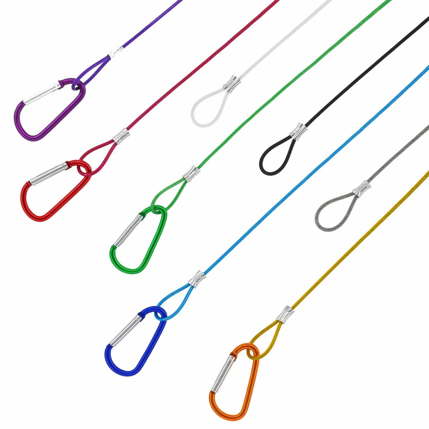 Fune in Acciaio Inossidabile, Cavo di Bloccaggio, 8 Pezzi con Fibbie Colorate