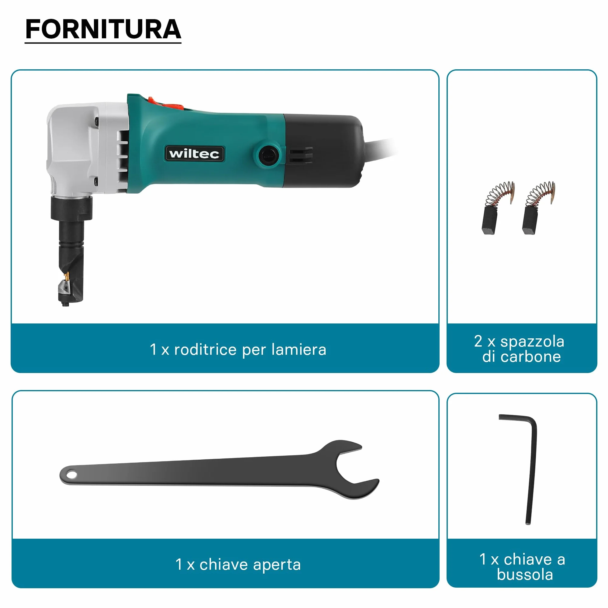 Roditrice per lamiera 500W profondità di taglio 2,5mm testa rotabile 360°