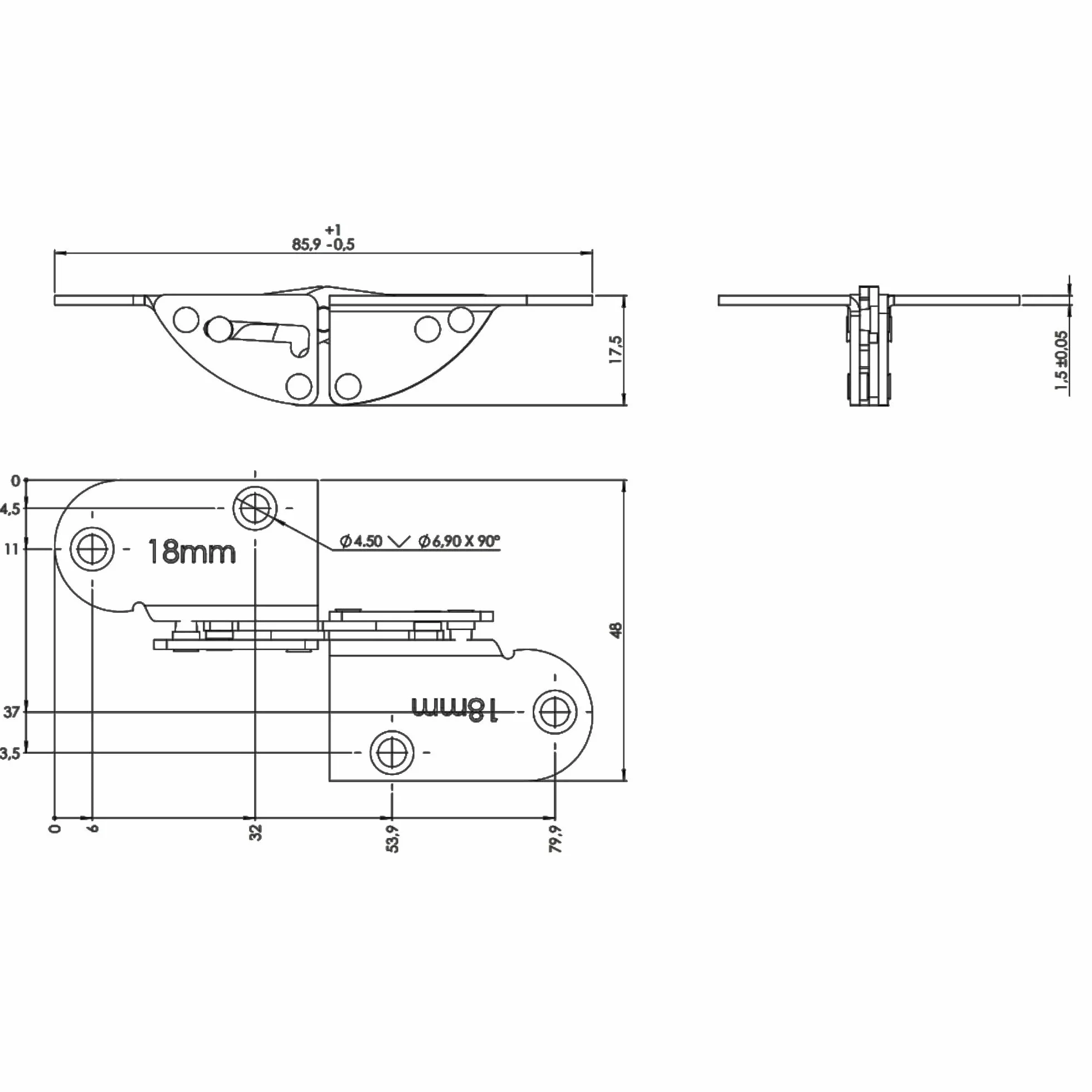 Cerniere Ante Mobili Tavolo Pieghevole 48x86mm Acciaio Spessore 18mm