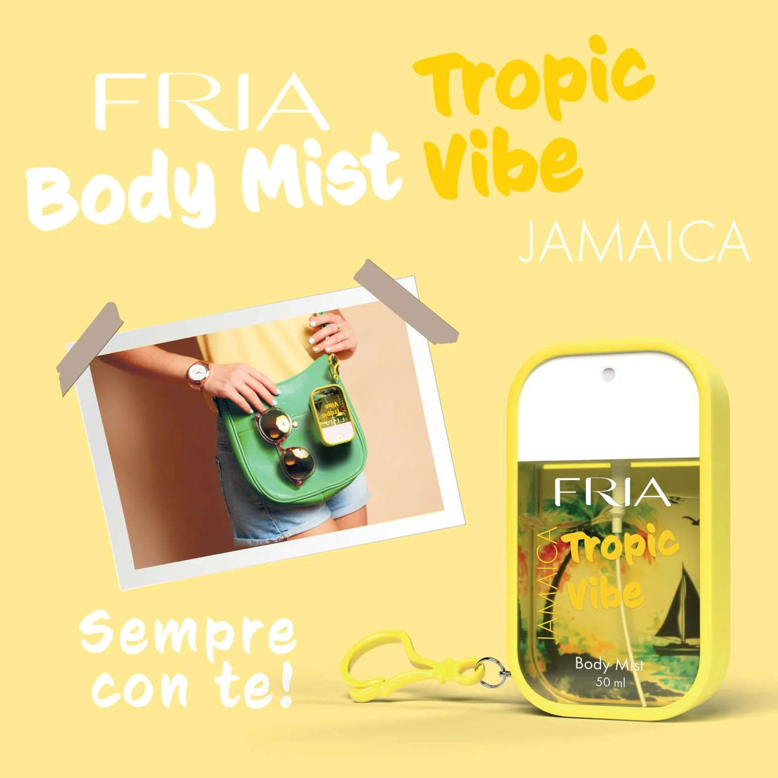 Fria Body Mist, Acqua Profumata Uomo e Donna, Fragranza Tropic Vibe Fruttata con Ananas, Gelsomino e Vaniglia, Spray Corpo, 50 ml